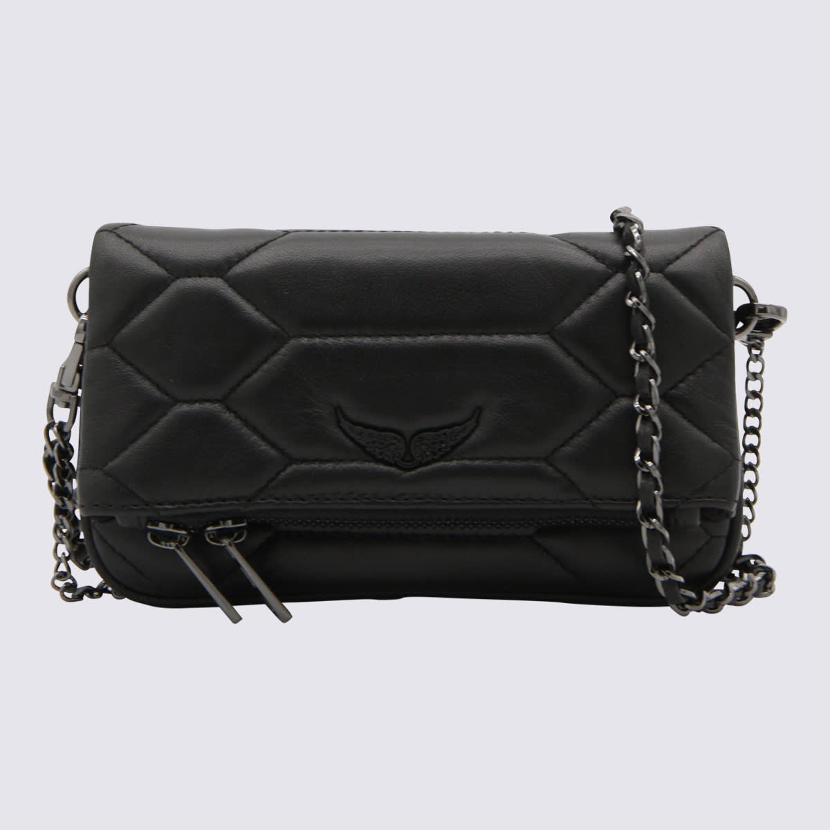 Zadig & Voltaire Black Leather Rock Nano Xl Shoulder Bag In Black