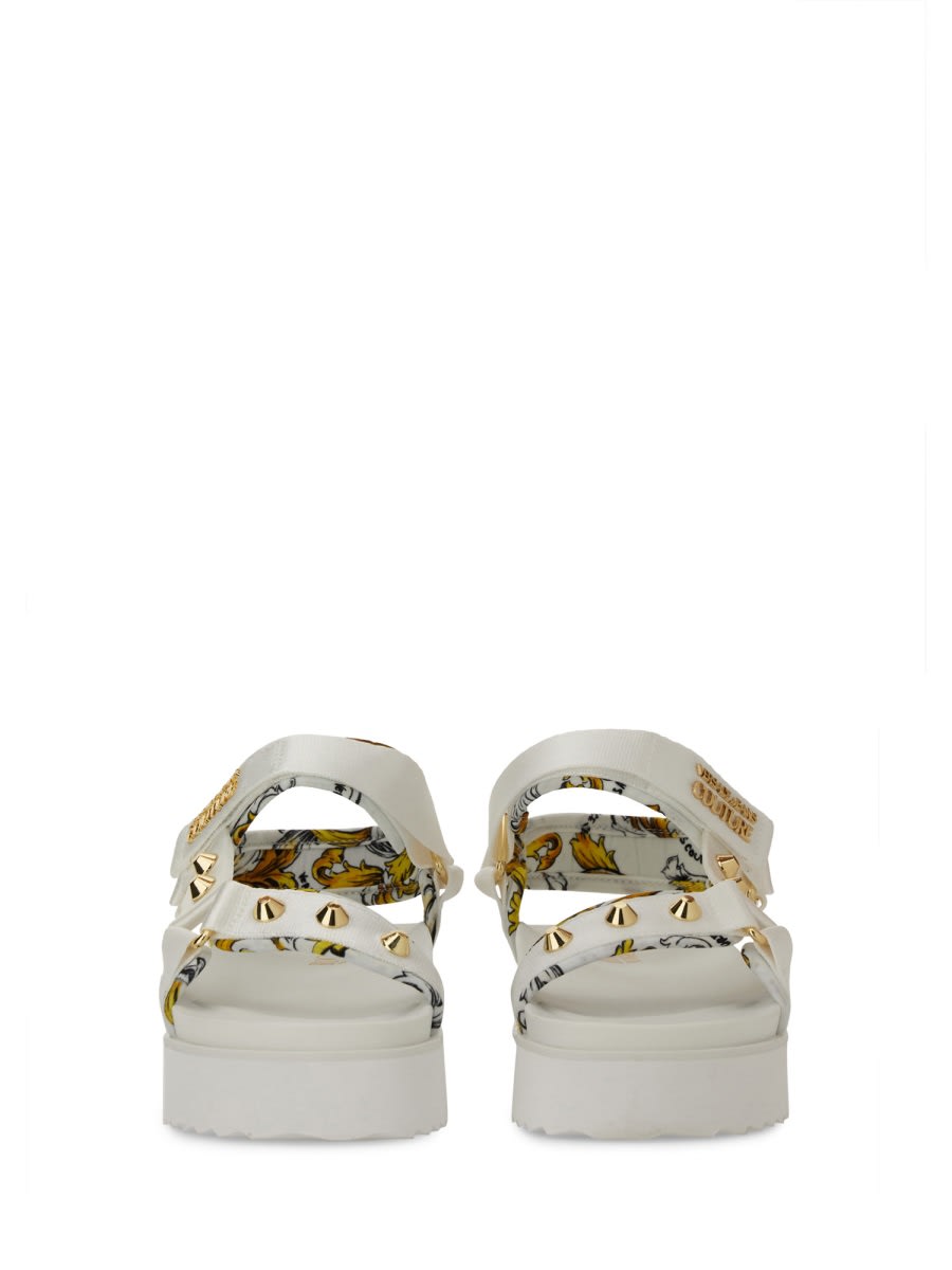 Shop Versace Jeans Couture Sandal With Logo In White