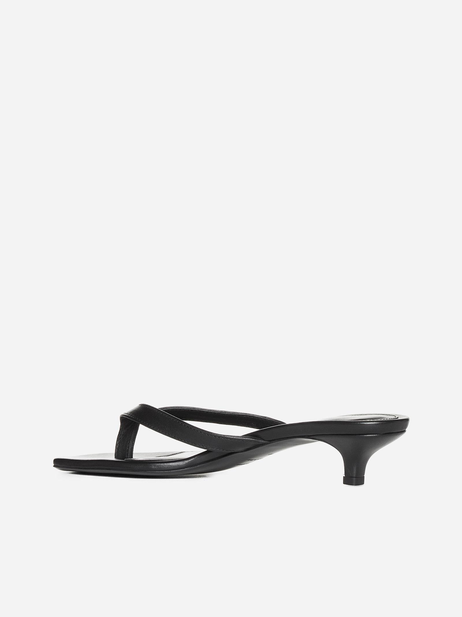 Totême Toteme Leather Heeled Flip Flops In Multi