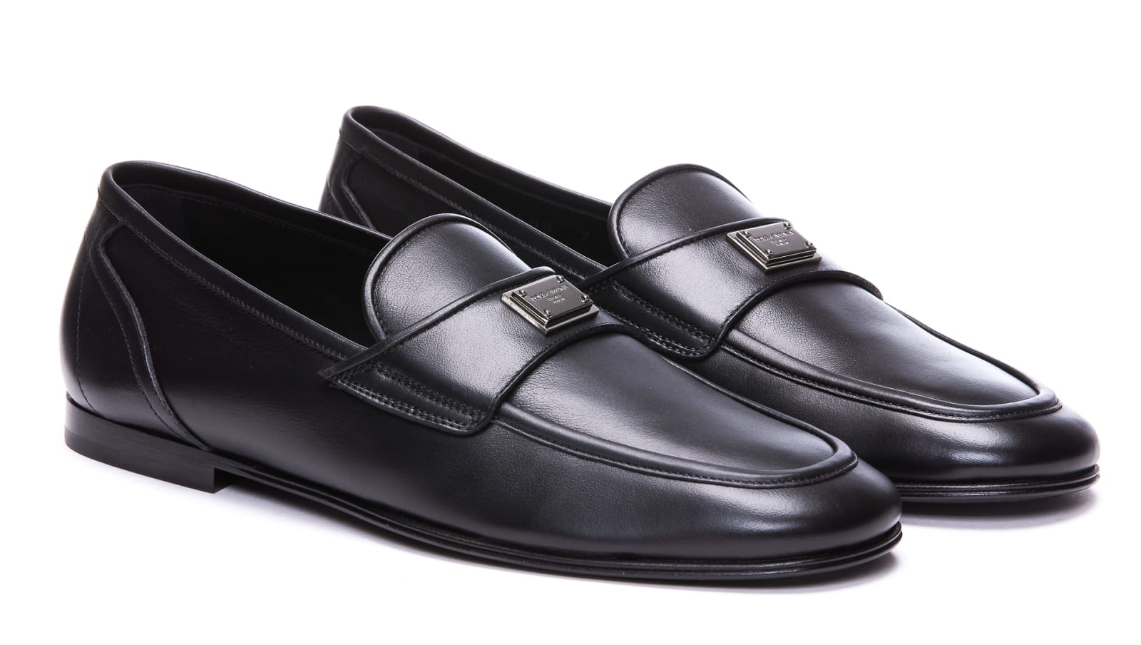 Shop Dolce & Gabbana Leather Loafers In Nero