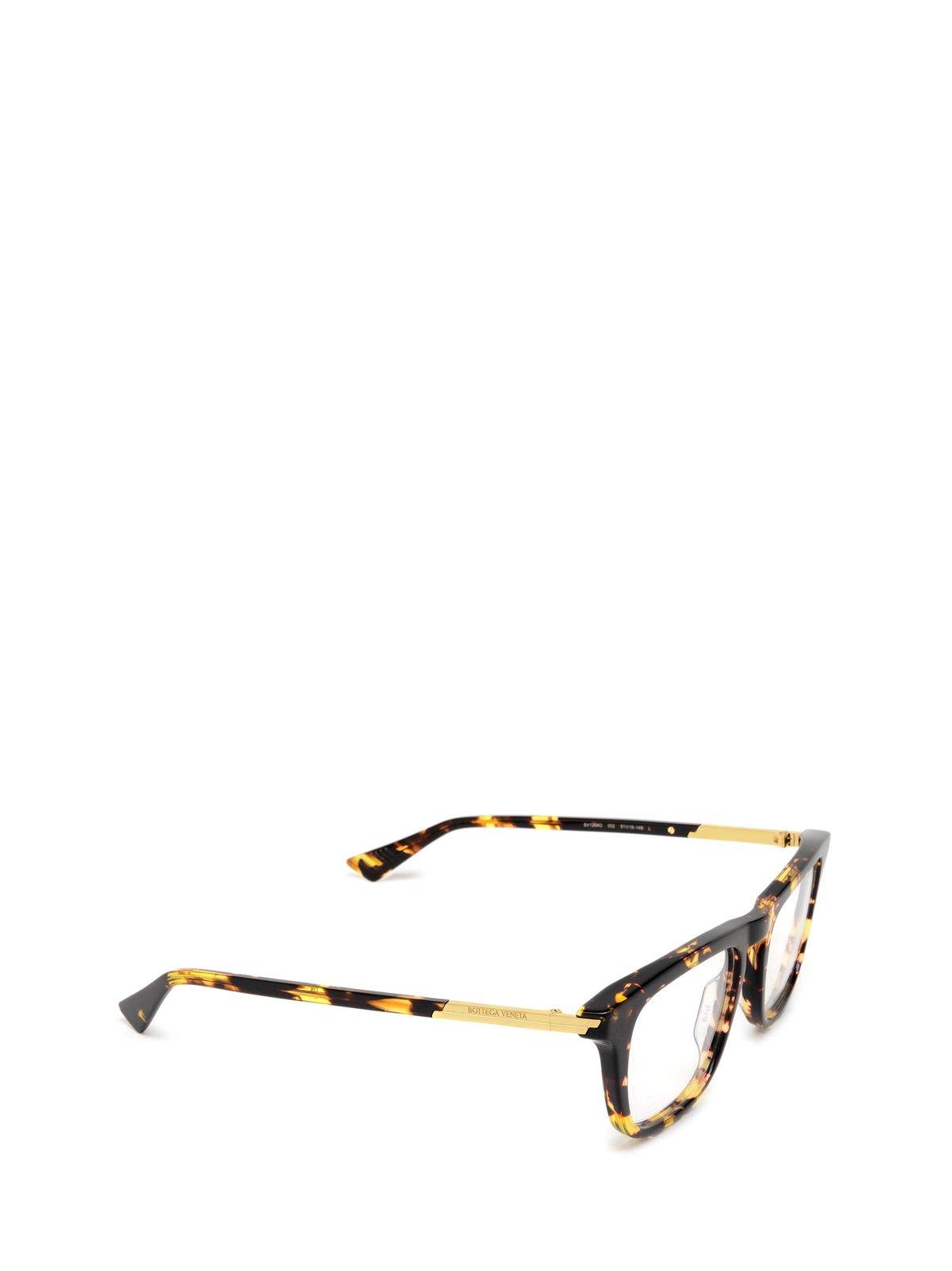 Bottega Veneta Sqaure Frame Glasses In 002 Havana Havana Transpa