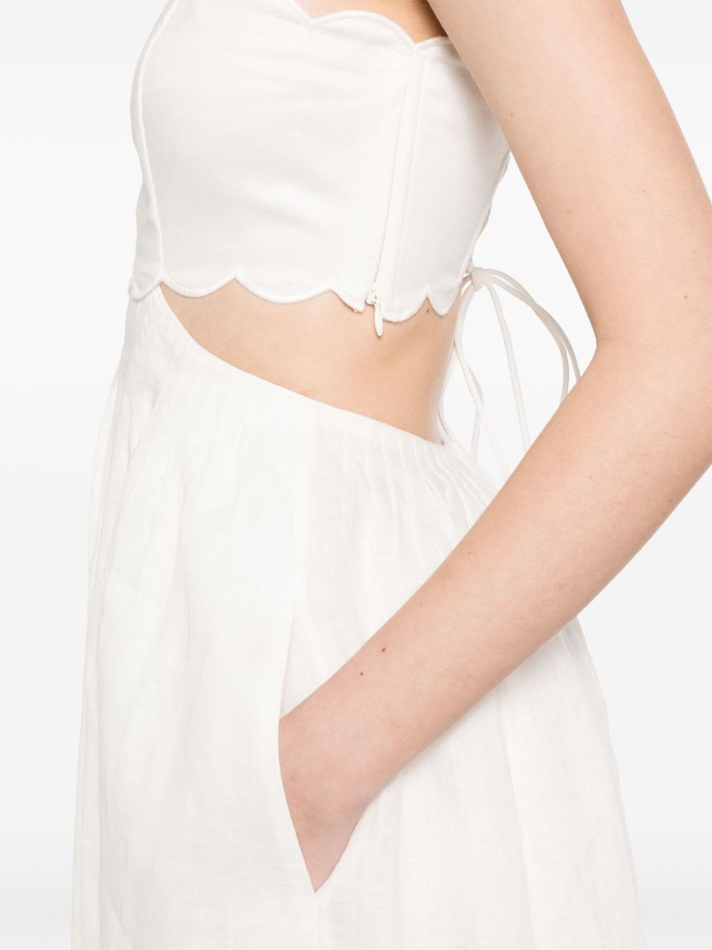 Zimmermann Rhiannon Linen Midi Dress In White