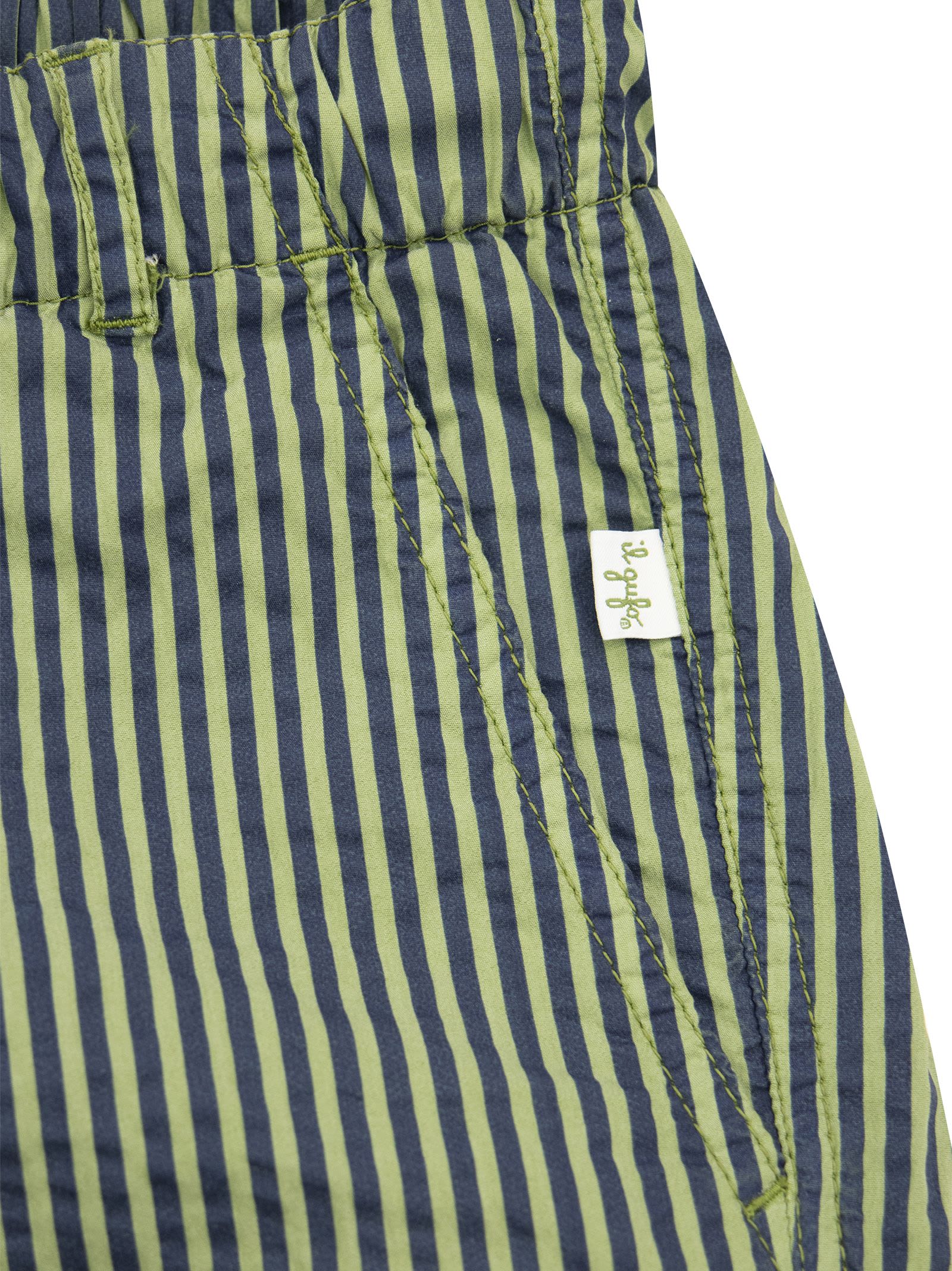 Shop Il Gufo Striped Seerscuker Trousers In Green