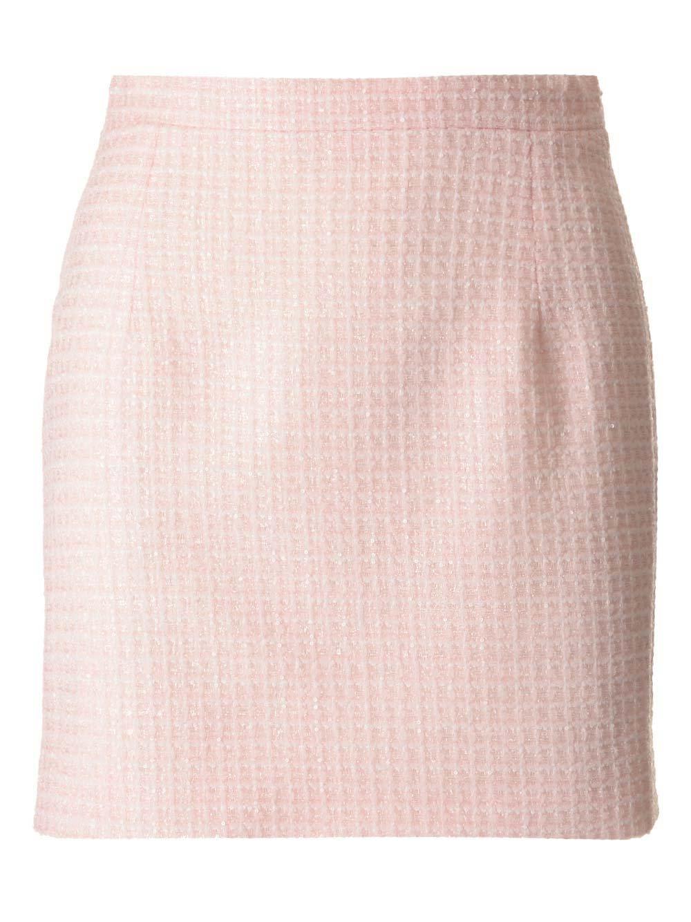 Shop Alessandra Rich High Waist Tweed Mini Skirt In Powder