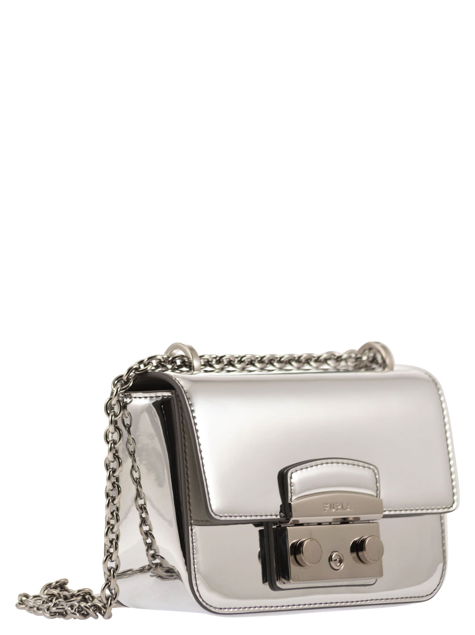 Shop Furla Metropolis - Mini Shoulder Bag In Silver