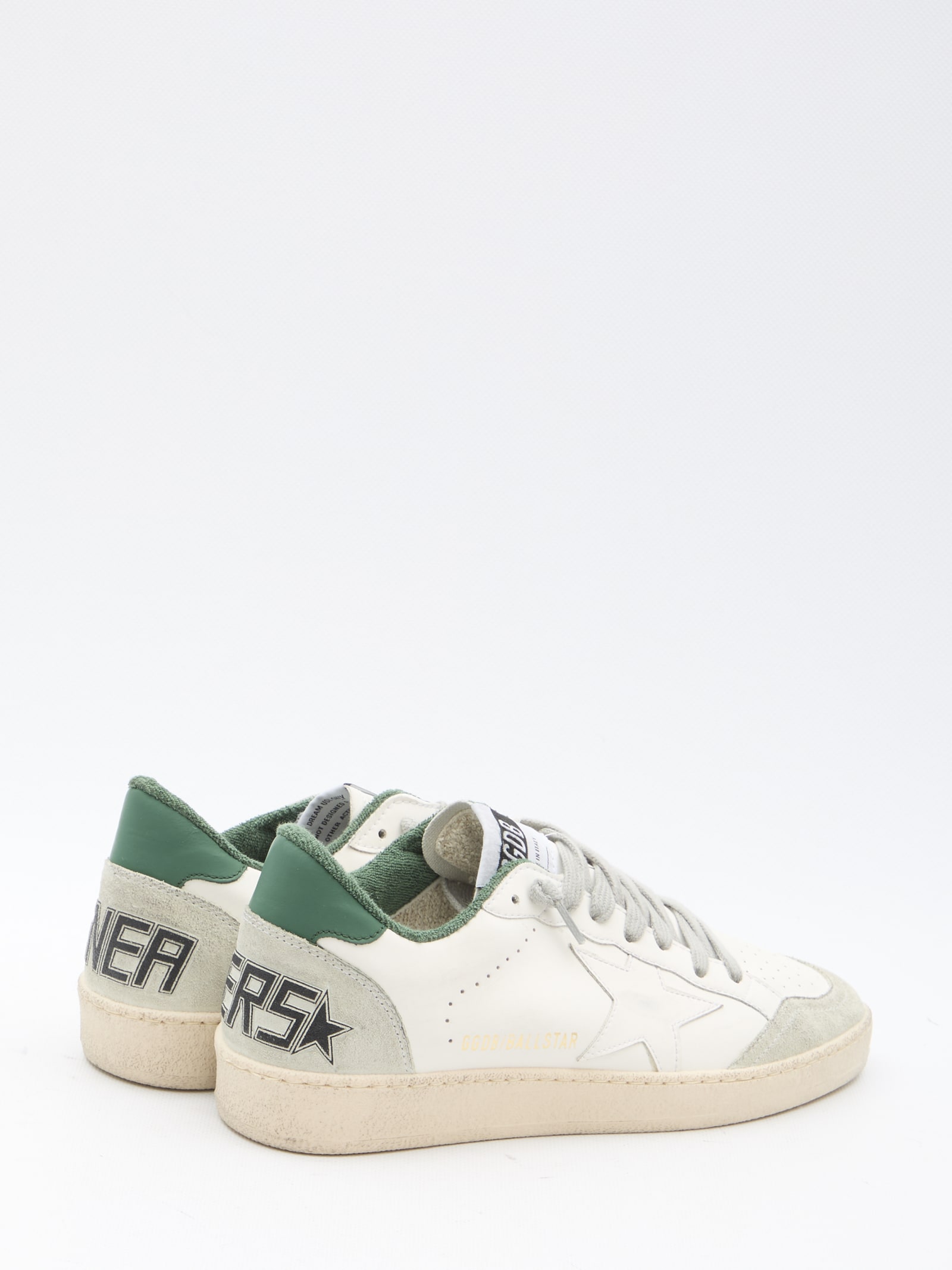 Shop Golden Goose Ball-star Sneakers In White/ice/green