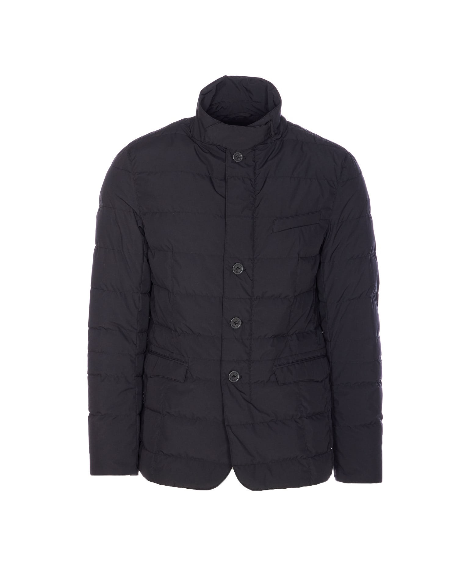 Herno Modern Blazer With High Collar And Pockets In Black