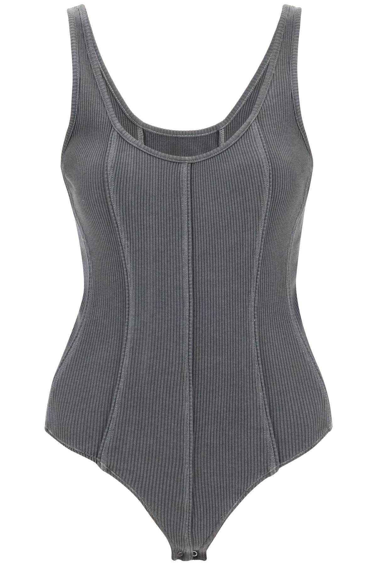 Shop Agolde Elna Rib Knit Tank Bodysuit In Gravity (grey)