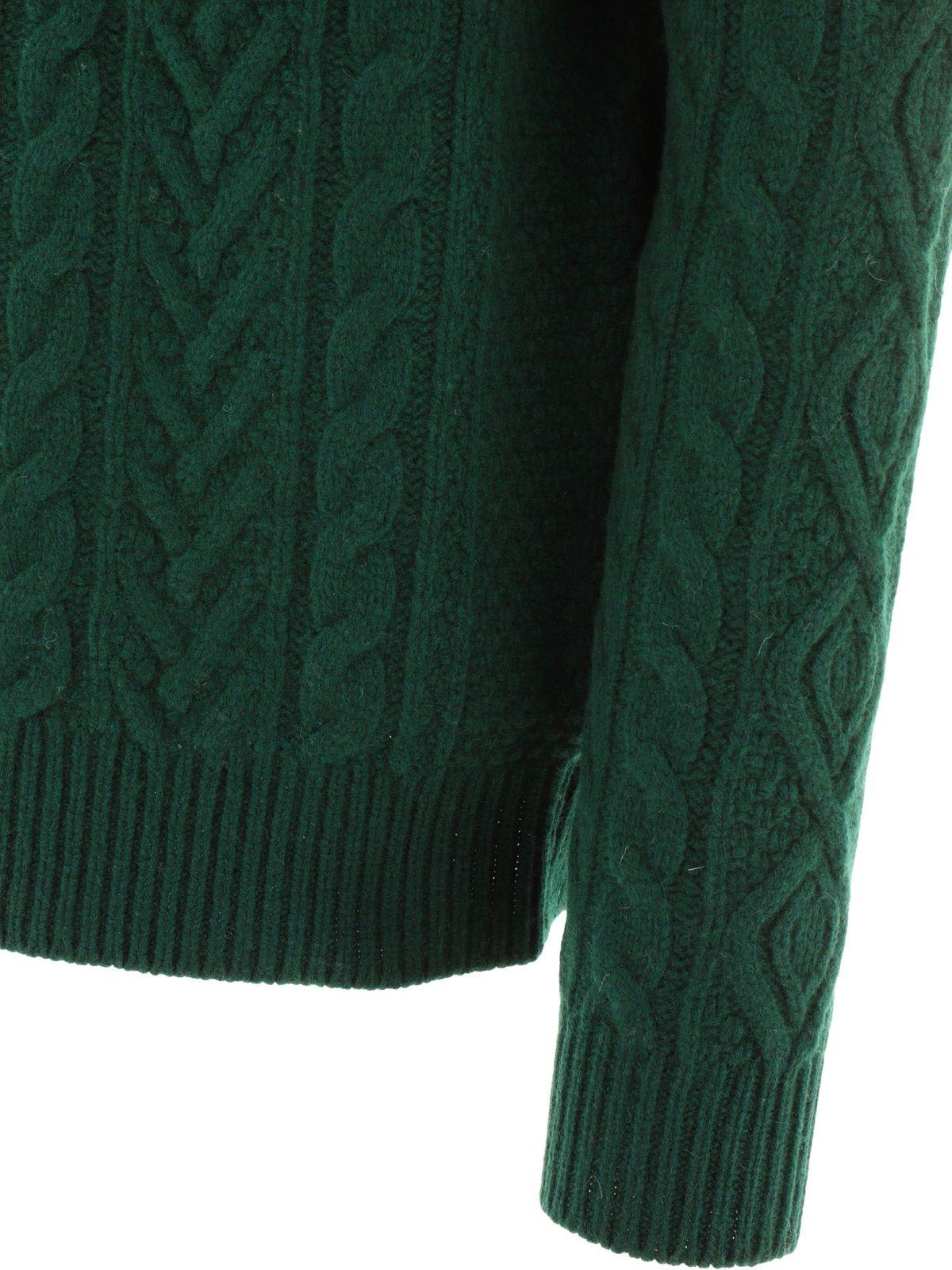 Shop Ralph Lauren Crewneck Cable Knitted Jumper In Green