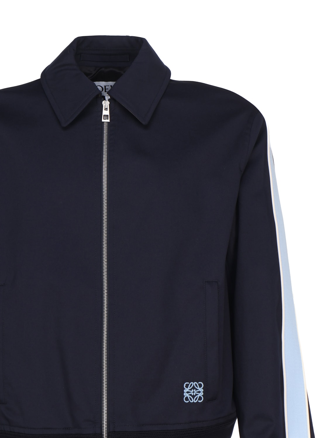 Shop Loewe Jacket With Zip And Side Band In Blue