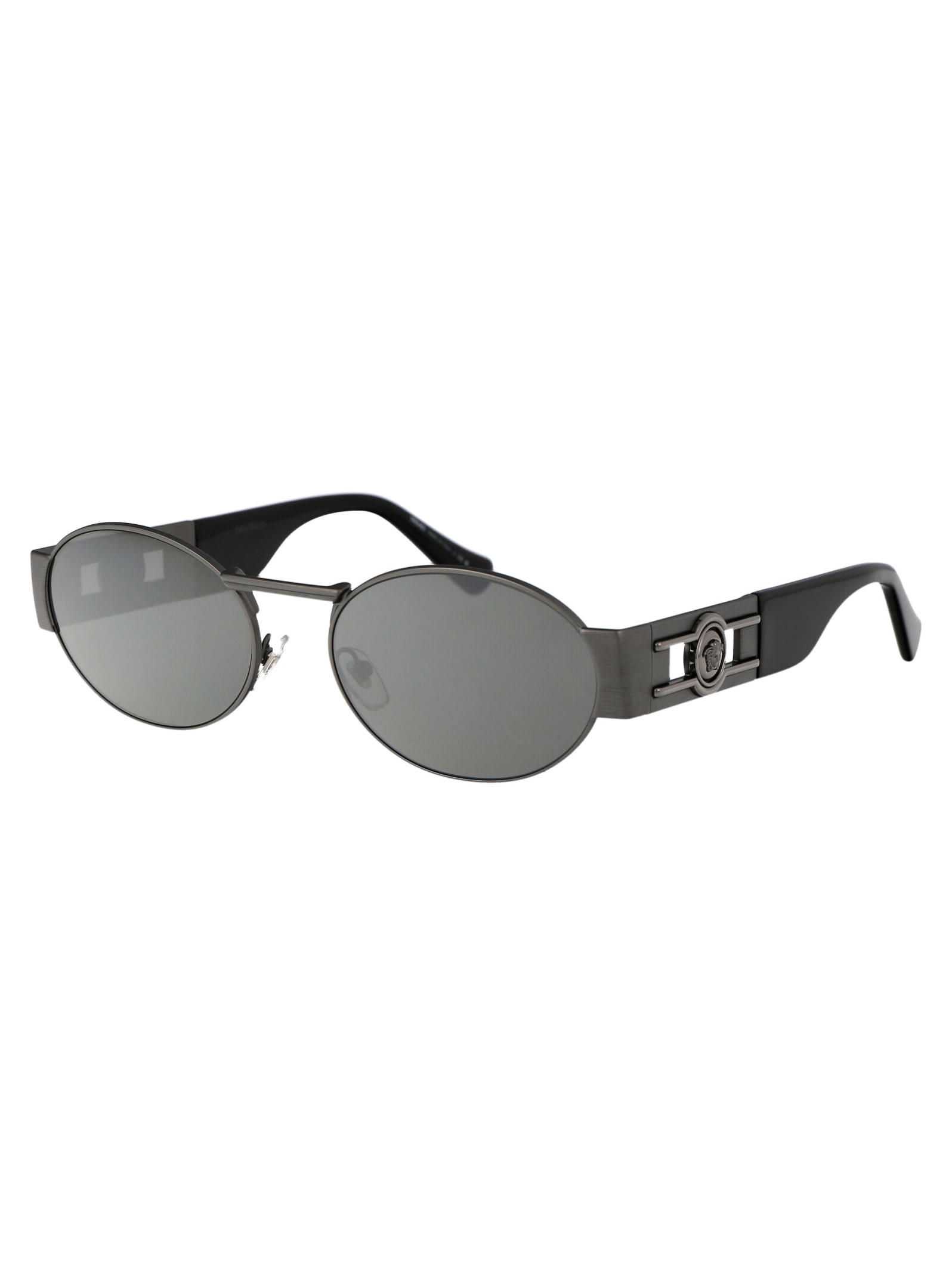 Versace Matte Gunmetal Metal Sunglasses In Gold