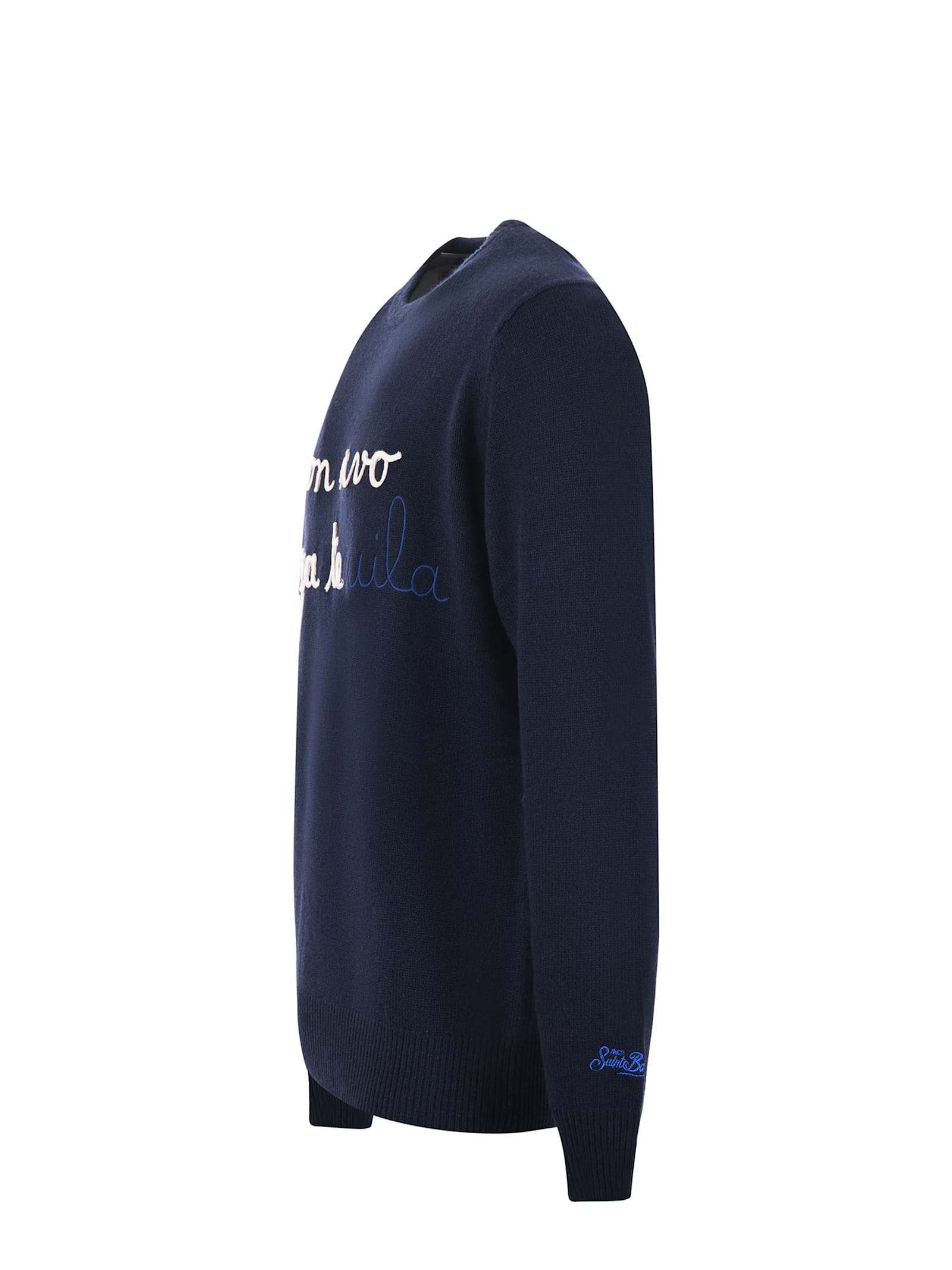 Shop Mc2 Saint Barth Sweater In Wool And Cashmere Blend In Blue