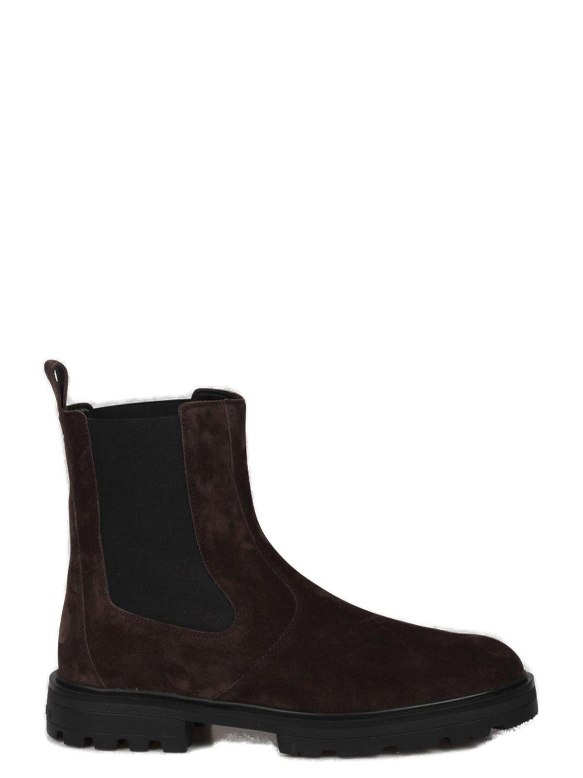 Shop Hogan H673 Round-toe Chelsea Boots In Brown