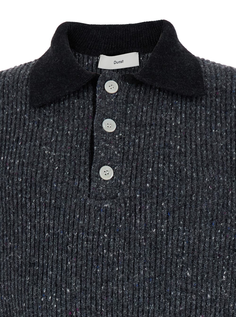Dunst 'rugby' Grey Sweater With Polo Shirt Style Collar In Grey