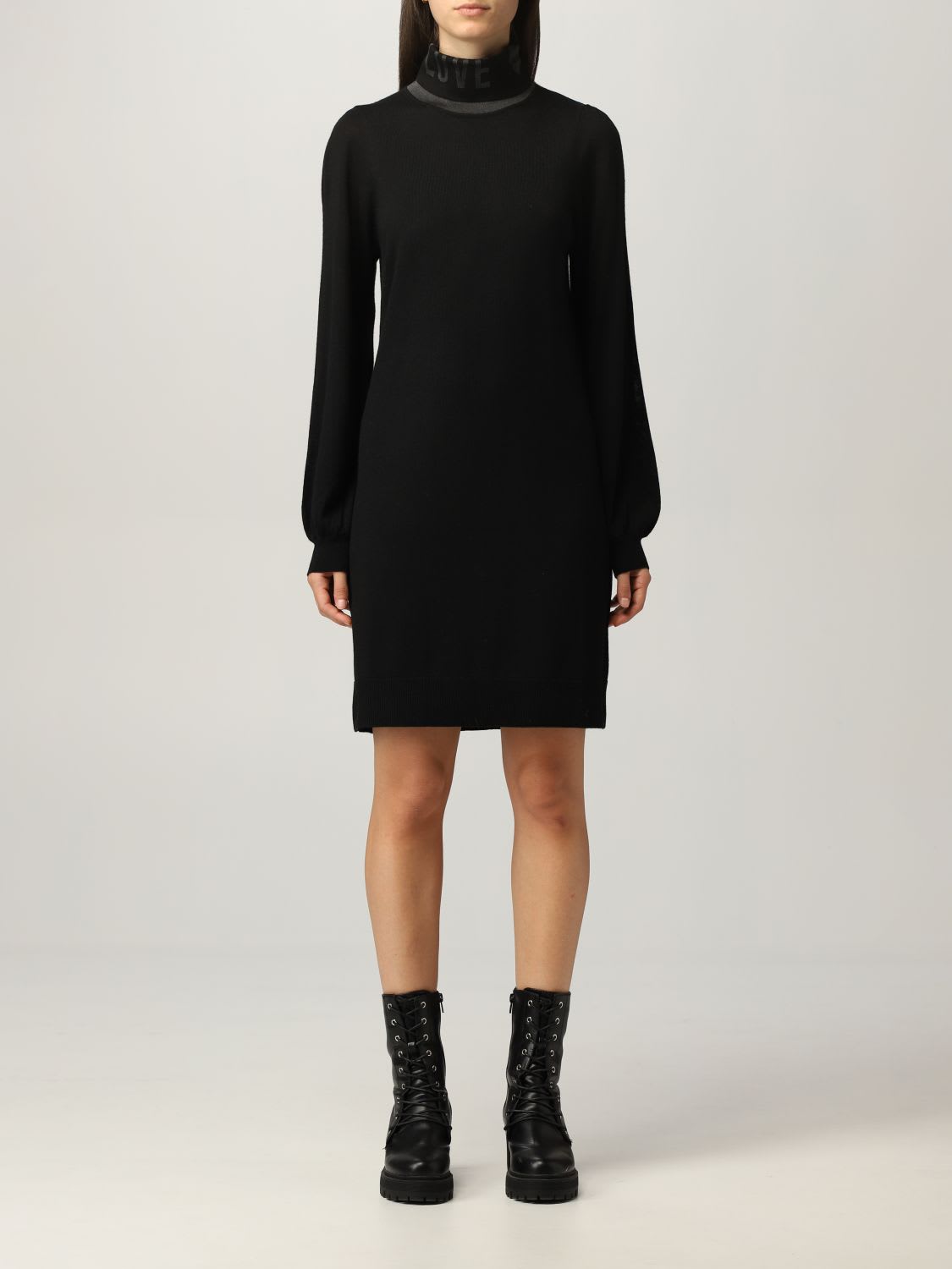 Love Moschino Dress Love Moschino Turtleneck Dress In Wool Blend