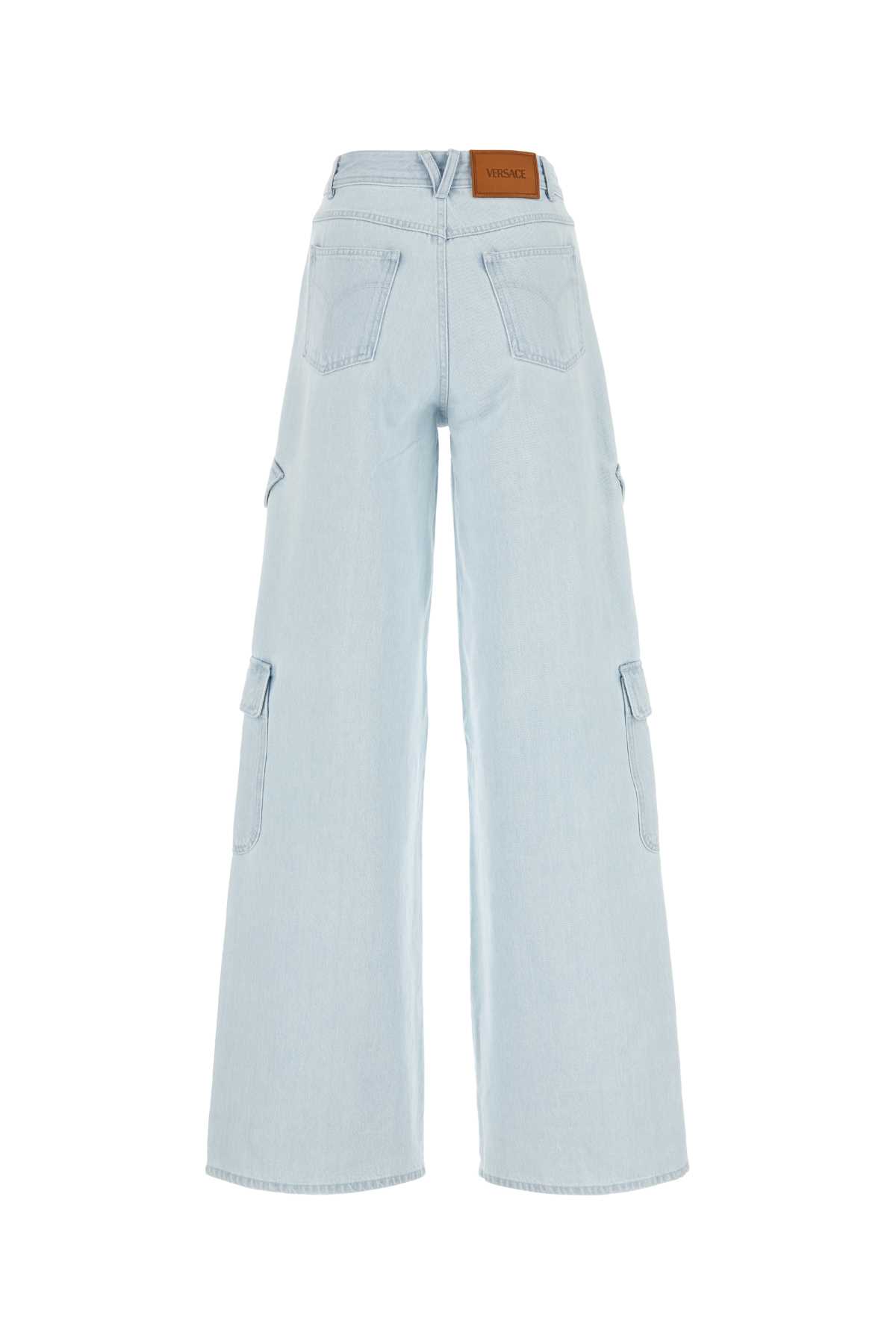 Versace Light Blue Denim Cargo Jeans In 1d700lightblueice
