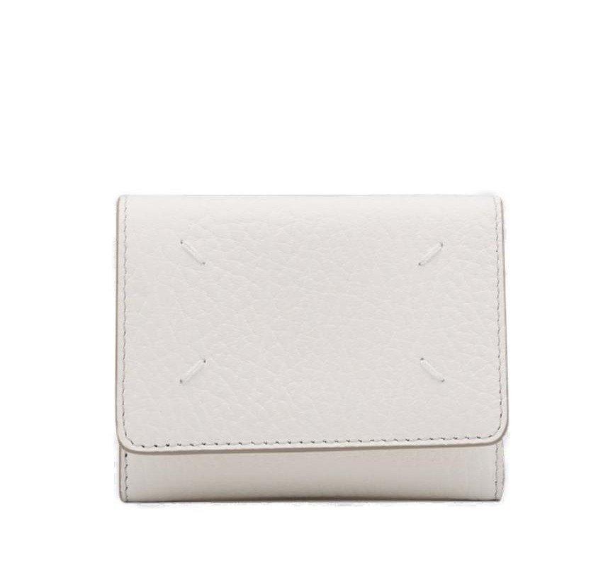 Shop Maison Margiela Four-stitch Tri-fold Wallet In White