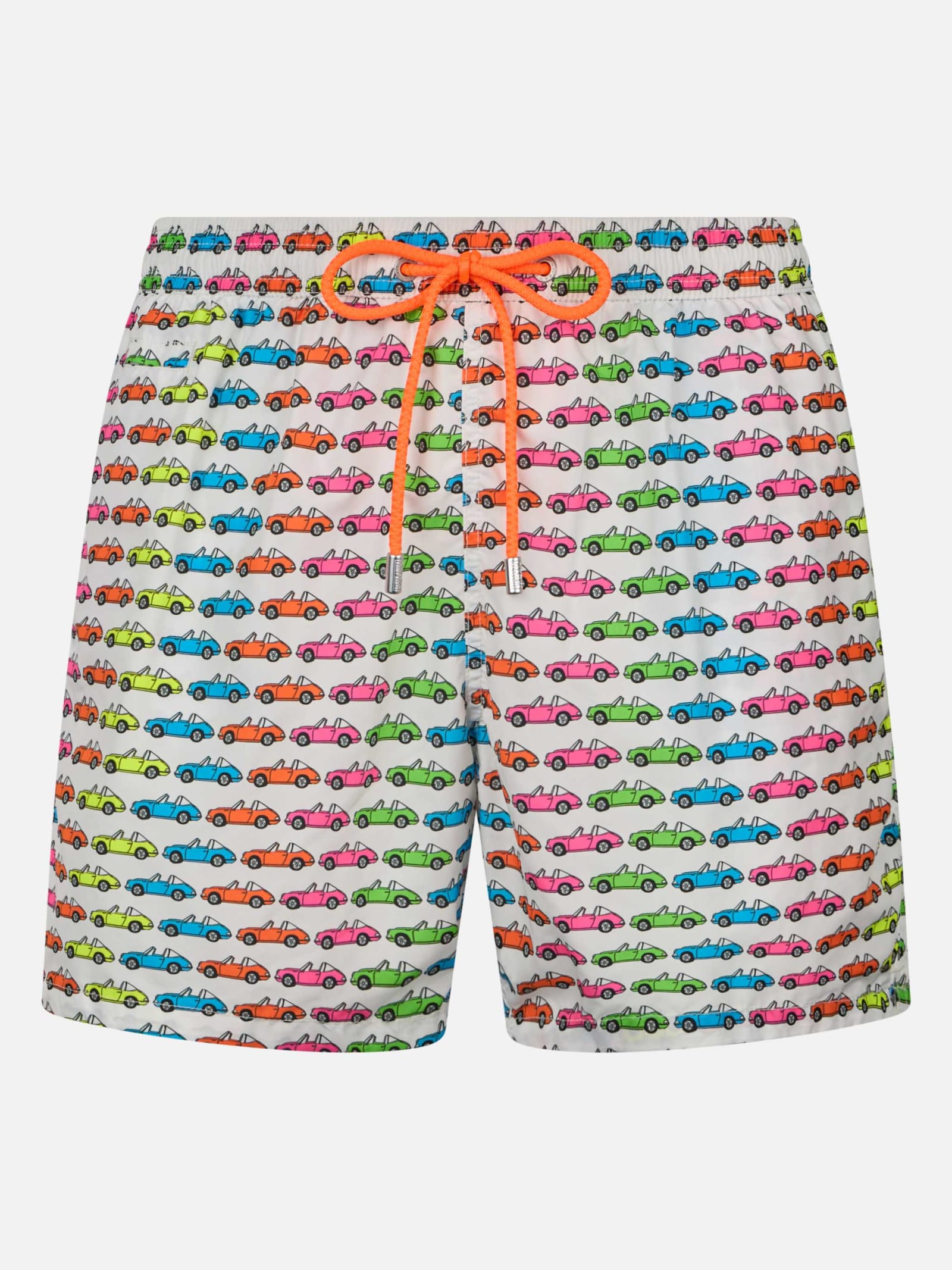 Mc2 Saint Barth Lightweight Fabric Swim Boxer Shorts With Print In White