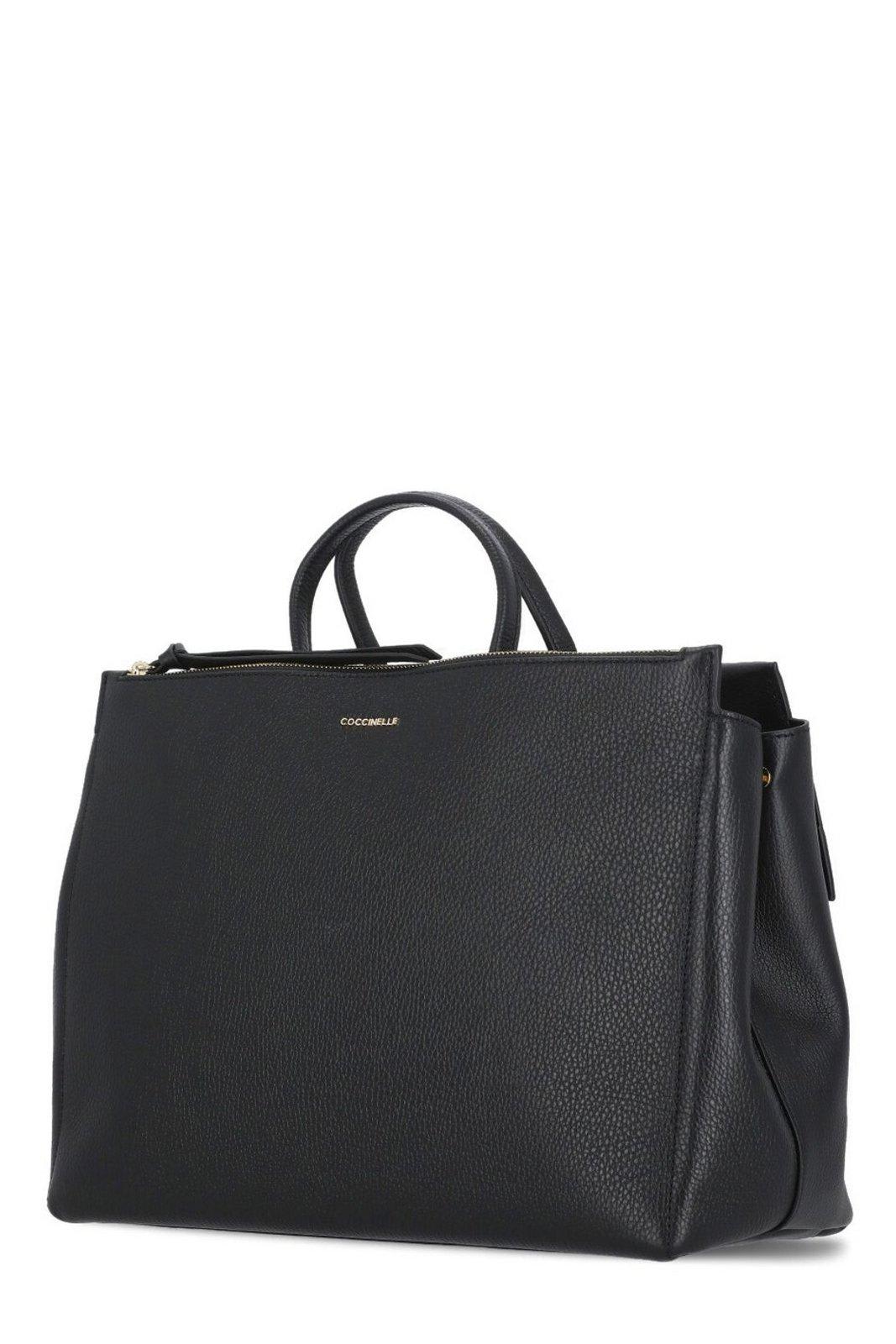 Shop Coccinelle Arlettis Foldover Top Large Tote Bag In Black