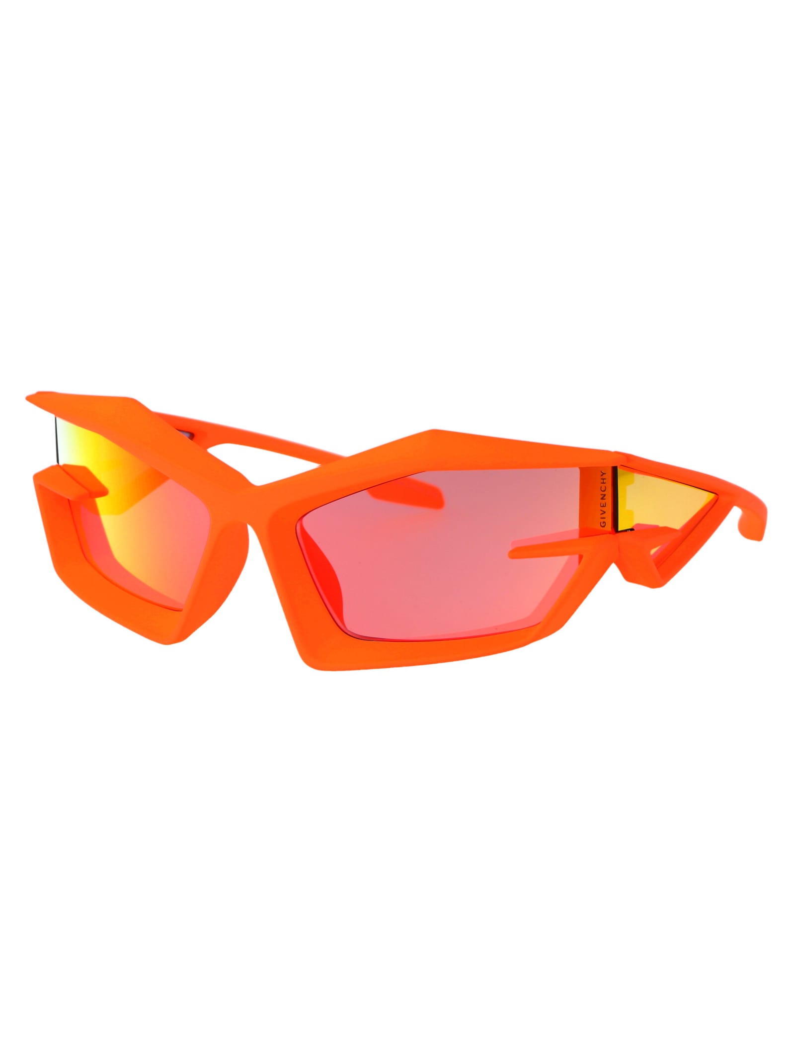 Shop Givenchy Giv Cut Sunglasses In 43c Matte Orange / Smoke Mirror