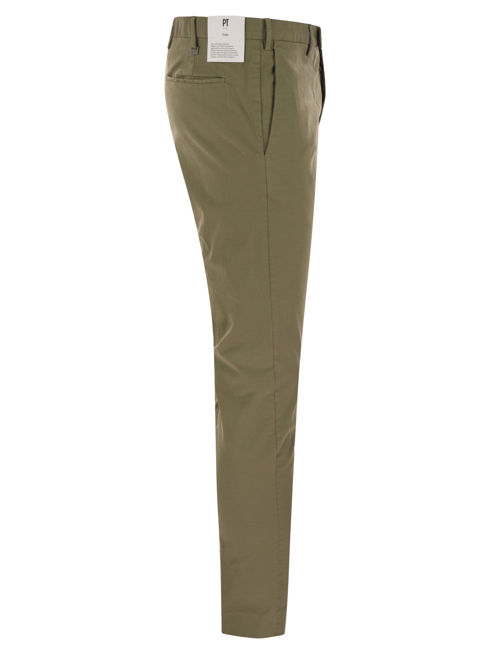 Pt Torino Khaki Stretch Cotton Blend Pant In Olive