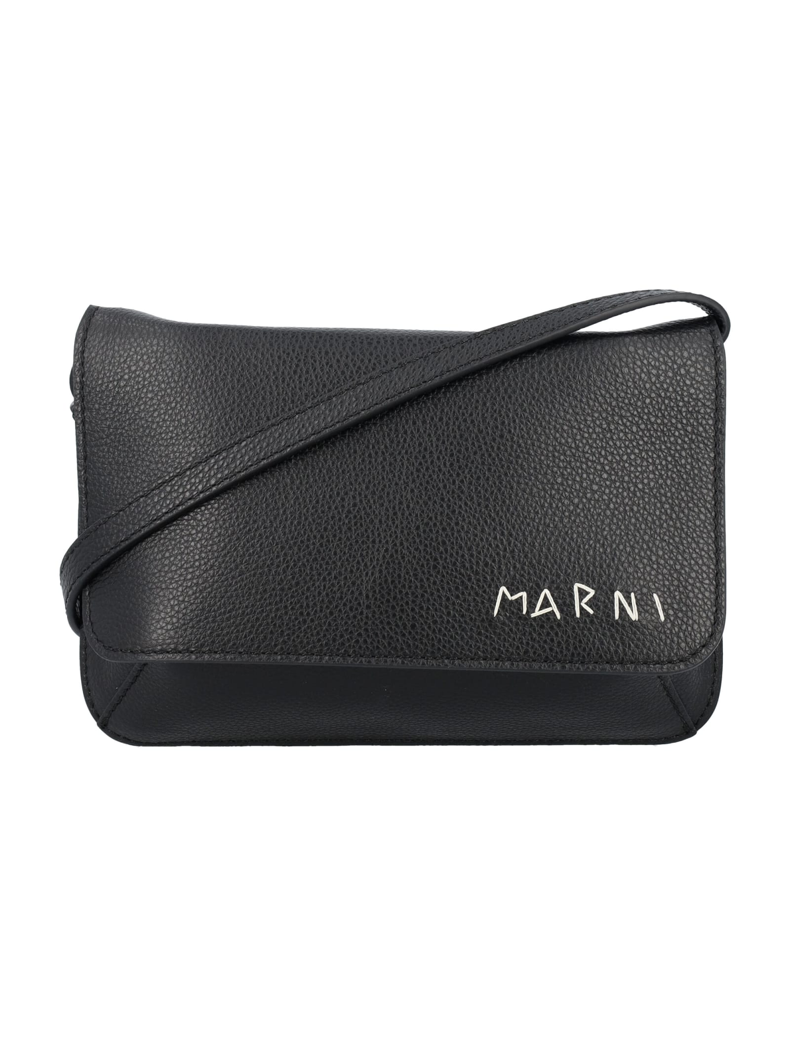 Shop Marni Mending Shoulder Bag In Black