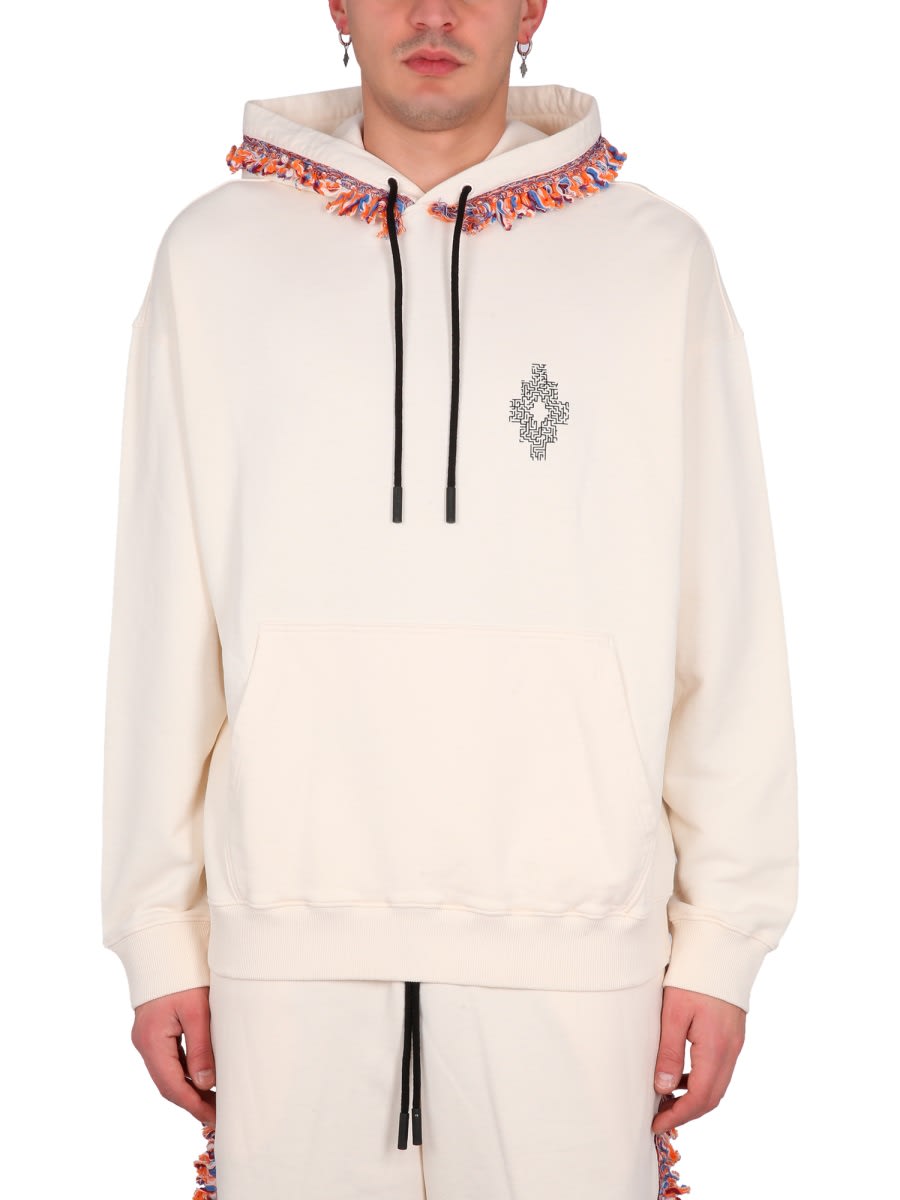 Marcelo Burlon County Of Milan Marcelo Burlon Fringes Sweatshirt In Powder