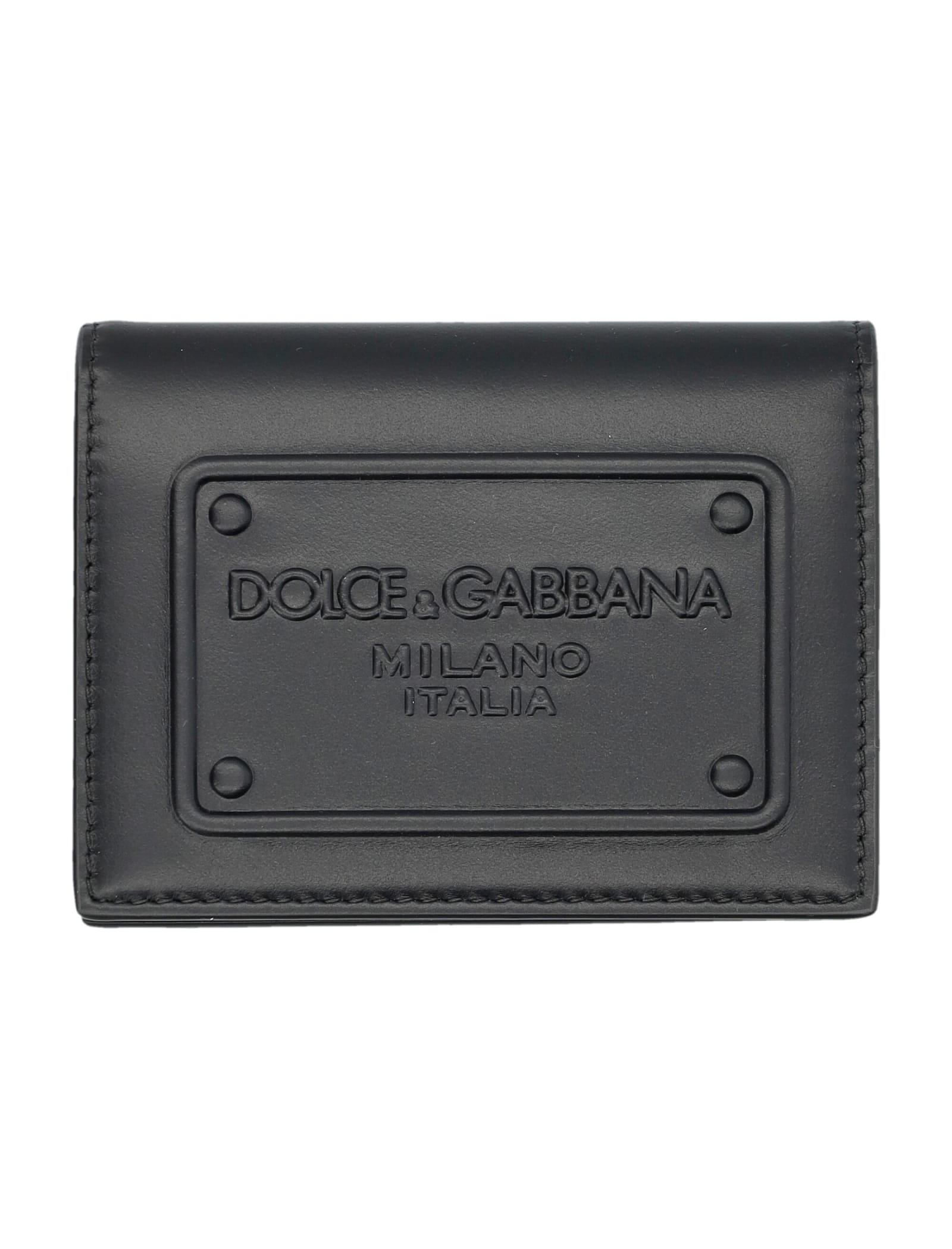 Shop Dolce & Gabbana Card Holder With Embossed Logo In Black