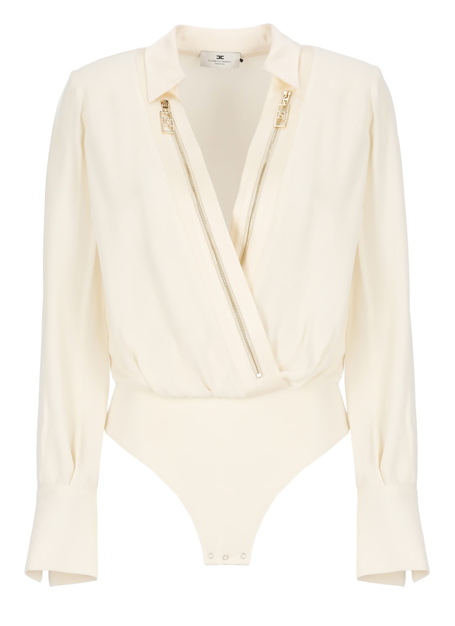 Shop Elisabetta Franchi Viscose Body Shirt In Ivory