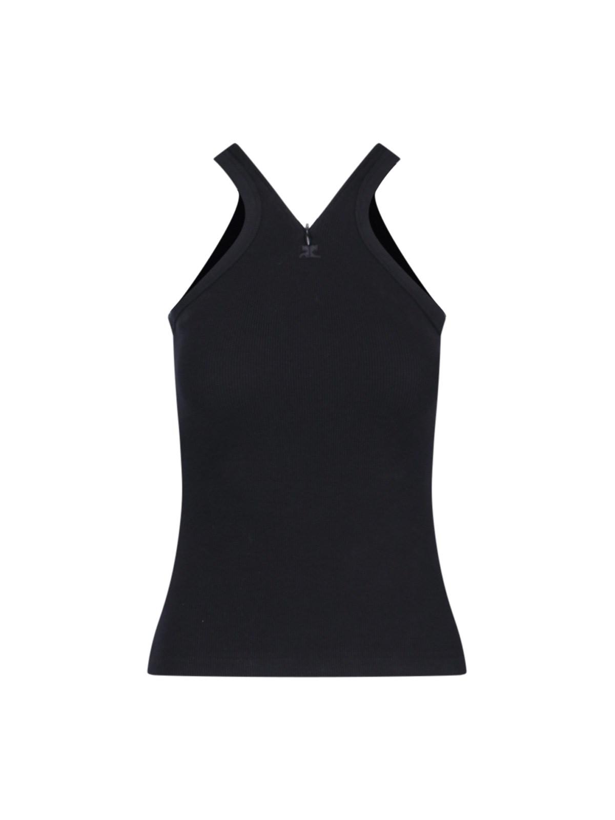 Shop Courrèges Logo Top In Black