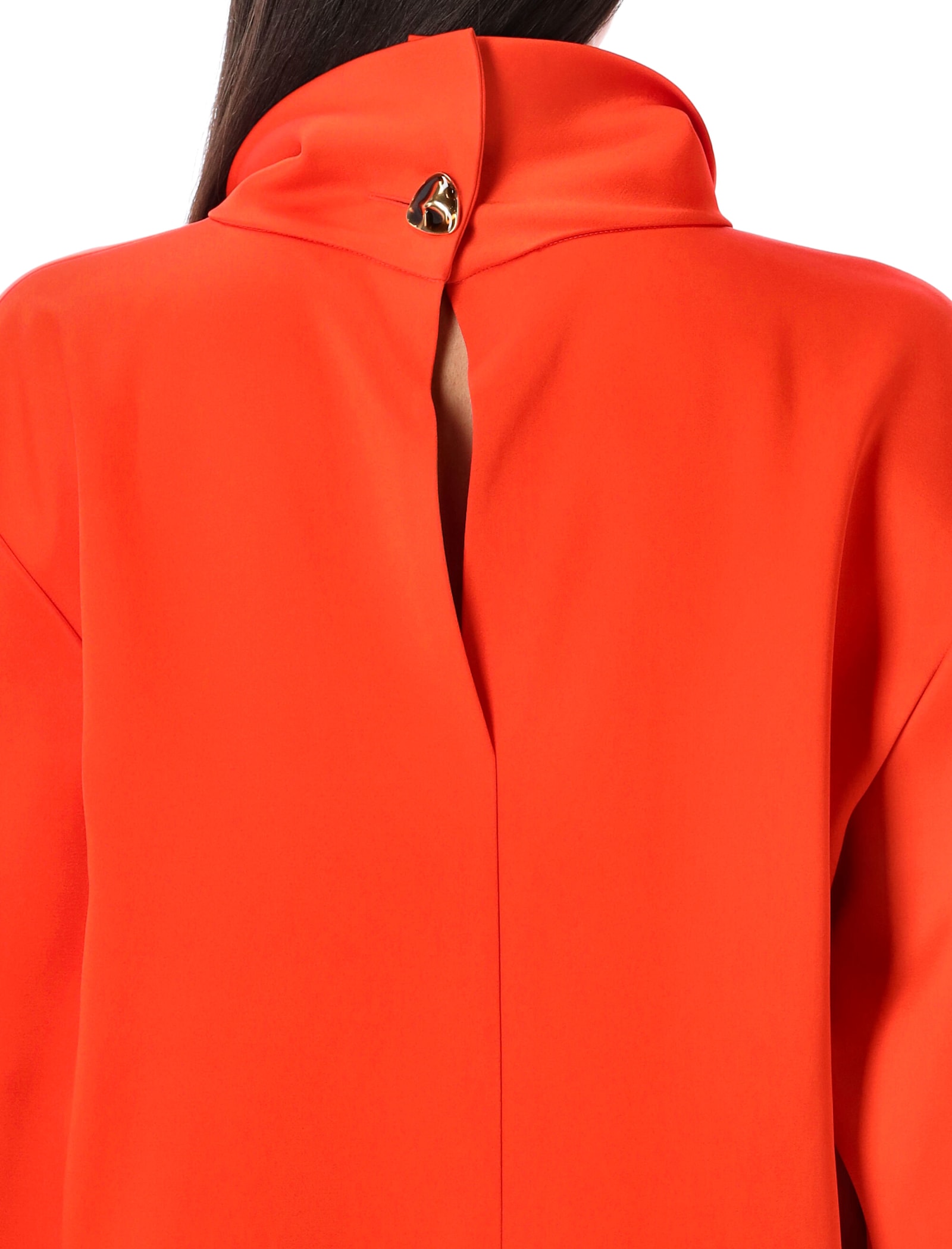 Carven Double Satin Blouse In Jasper Orange