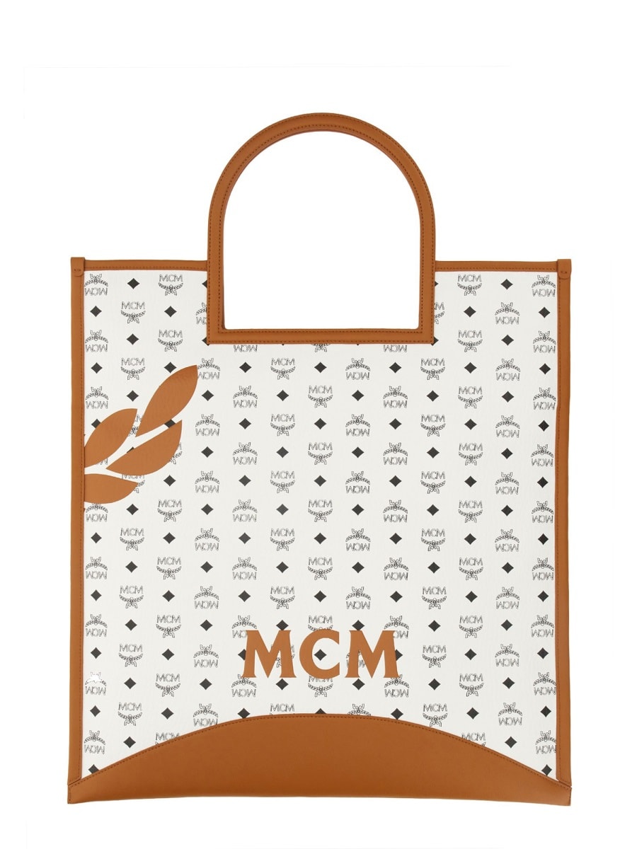 Shop Mcm Tote Fold Bag Aren Xl In White