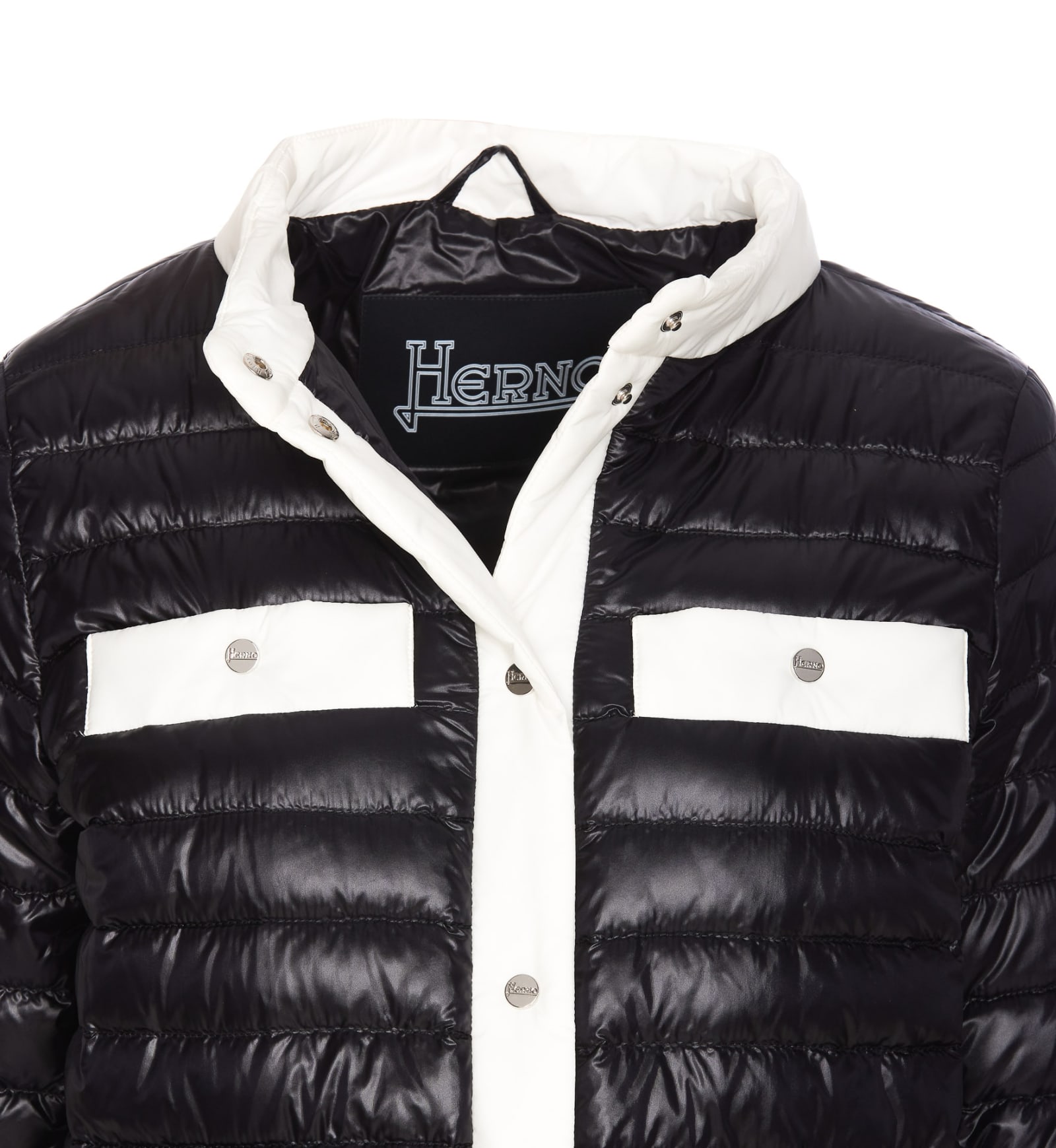 Shop Herno High-neck 4 Pockets Padded Jacket In Black