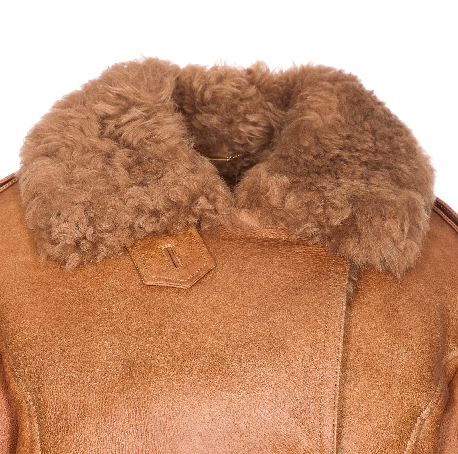 Chloé Cropped Shearling-trimmed Leather Jacket In Brown