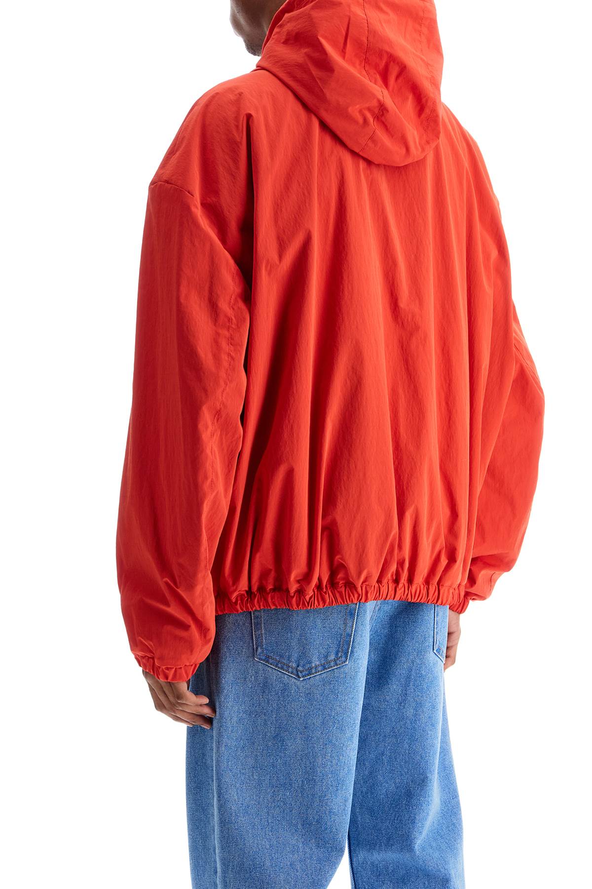 Marni Hooded Jacket With Elasticated Hem And Side Pockets In Crimson (red)