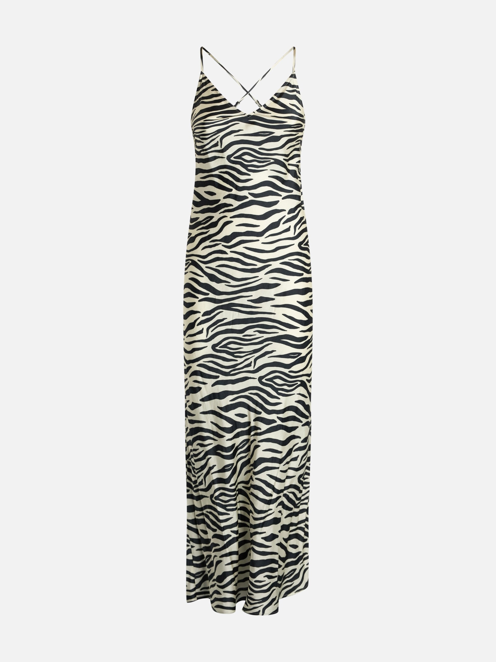 Mc2 Saint Barth Woman Satin Zebra Slip Dress Eydis In White