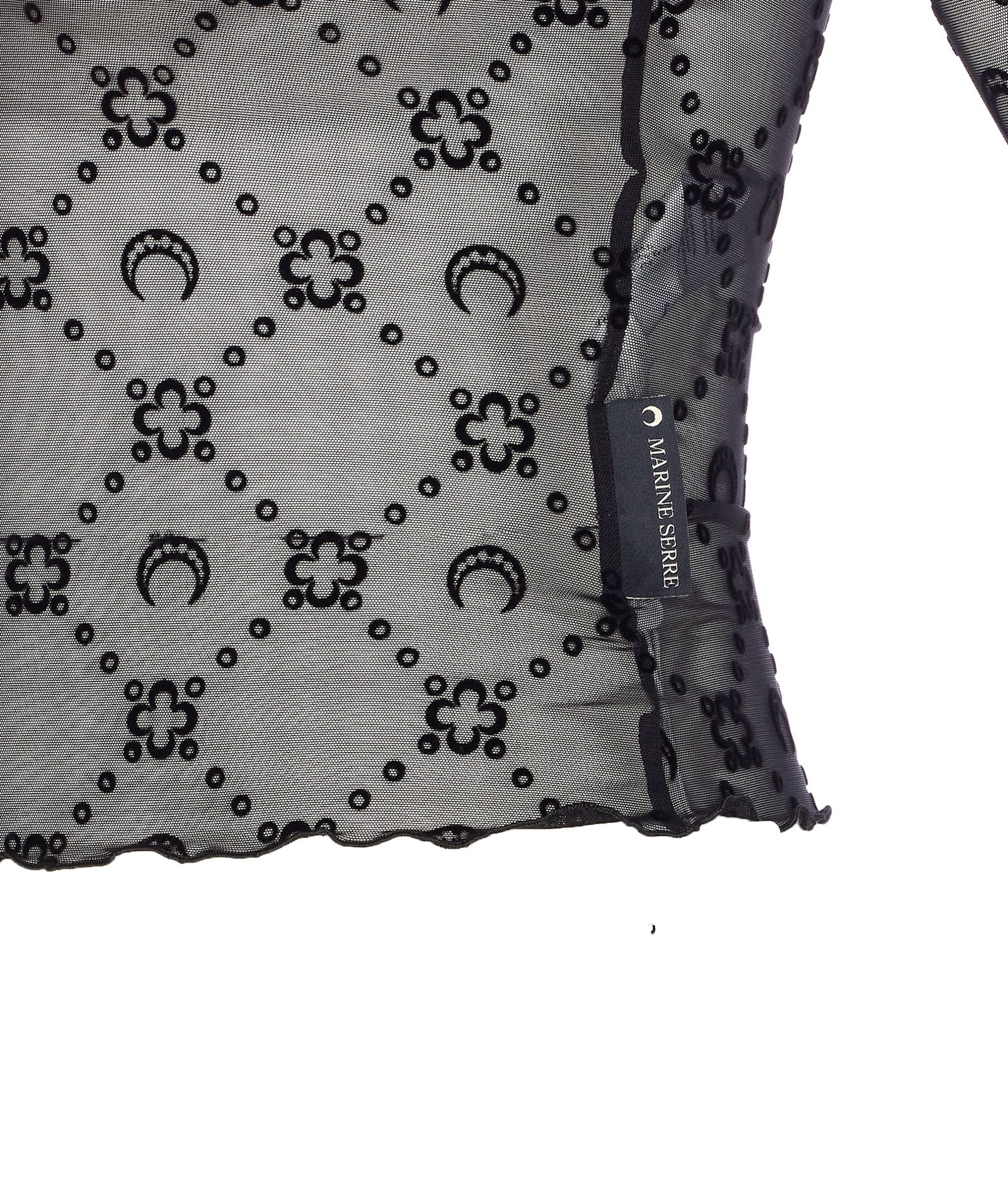 Marine Serre Moonogram Mesh Flock Long Sleeves Top In Black