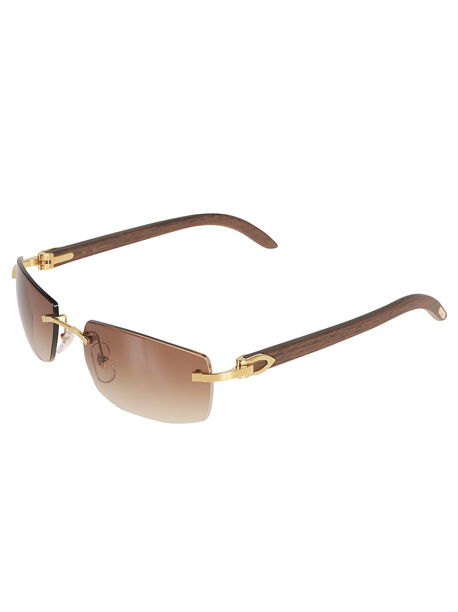 Cartier Square Rimless Sunglasses In Gold/black ModeSens