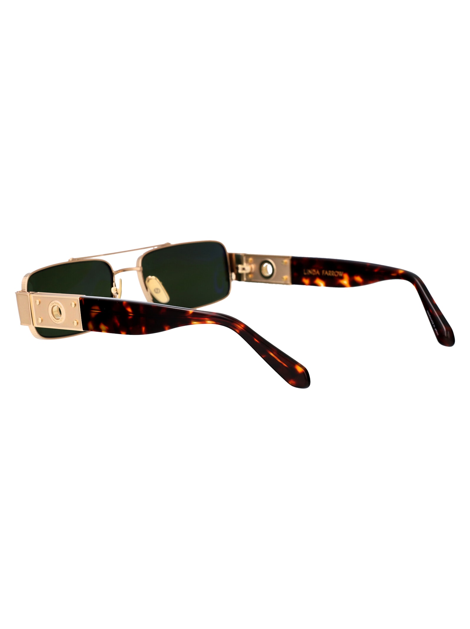 Linda Farrow Sunglasses Lfl1470 C2 Sun C2 In Lightgold/darkt-shell/green