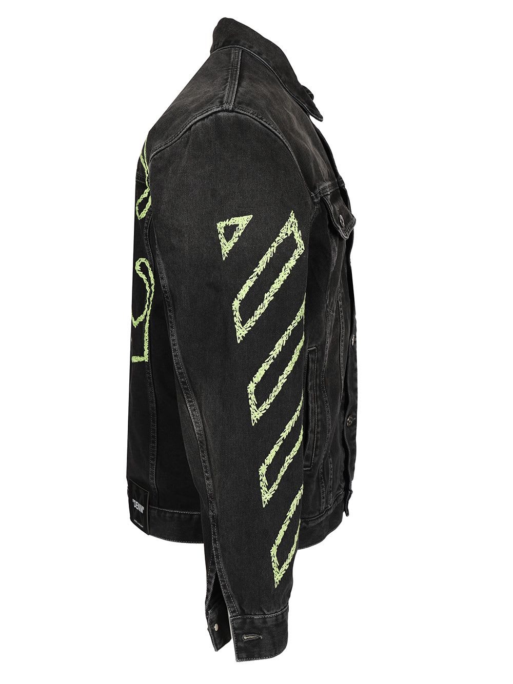 Off-white Diagonal Arrow Outline Embroidered Denim Skate Jacket