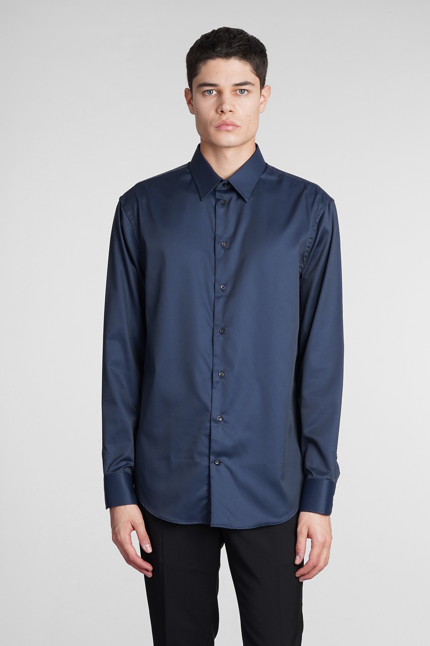 Emporio Armani Shirt In Blue Cotton