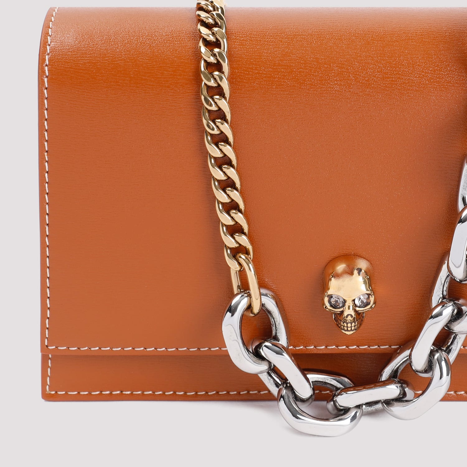 Shop Alexander Mcqueen Skull Mini Shoulder Bag In Caramel Tan