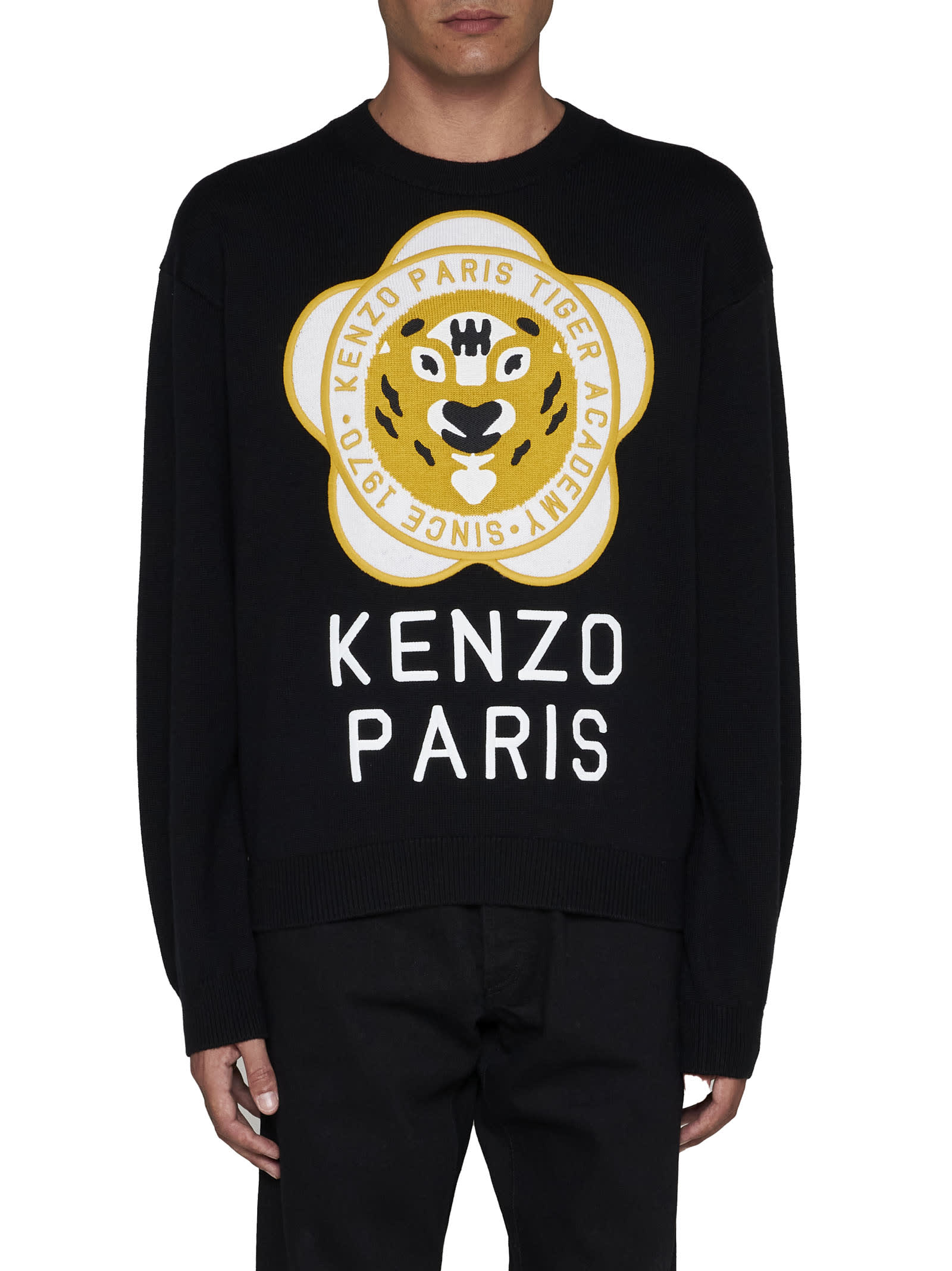 Kenzo Tiger Academy Wool-blend Sweater In Black