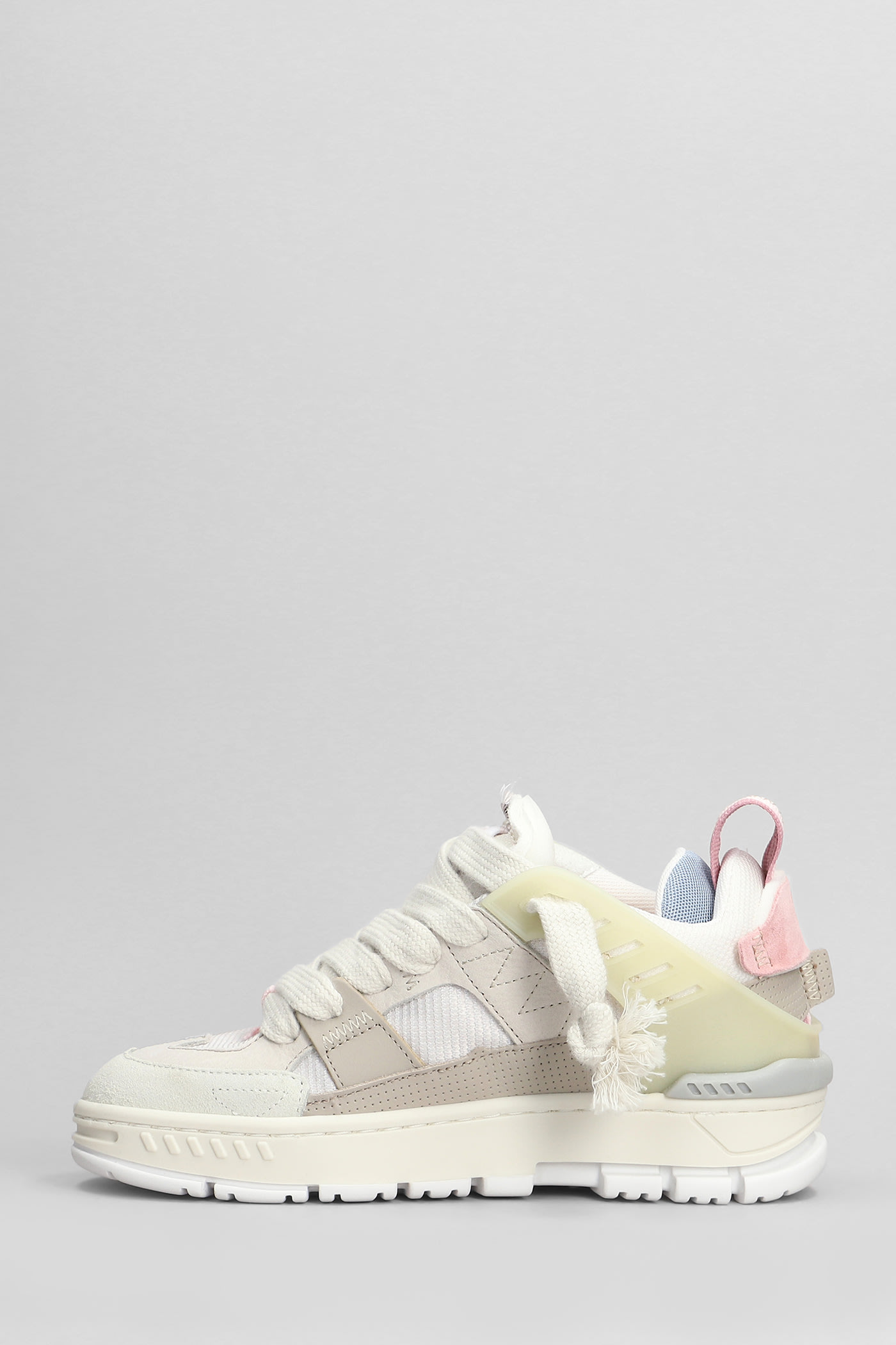 AXEL ARIGATO AREA PATCHWORK SNEAKERS IN BEIGE SUEDE AND FABRIC