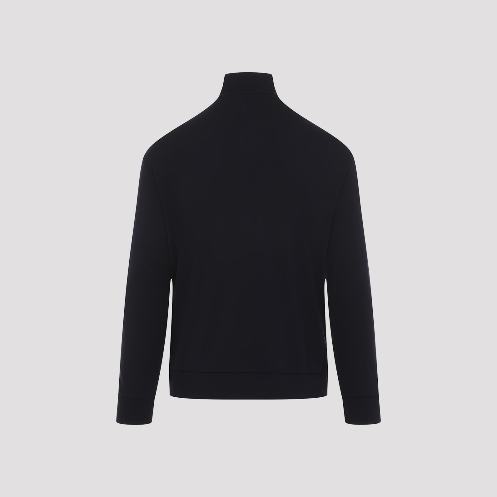 Shop Giorgio Armani Virgin Wool Pullover In Blue Navy