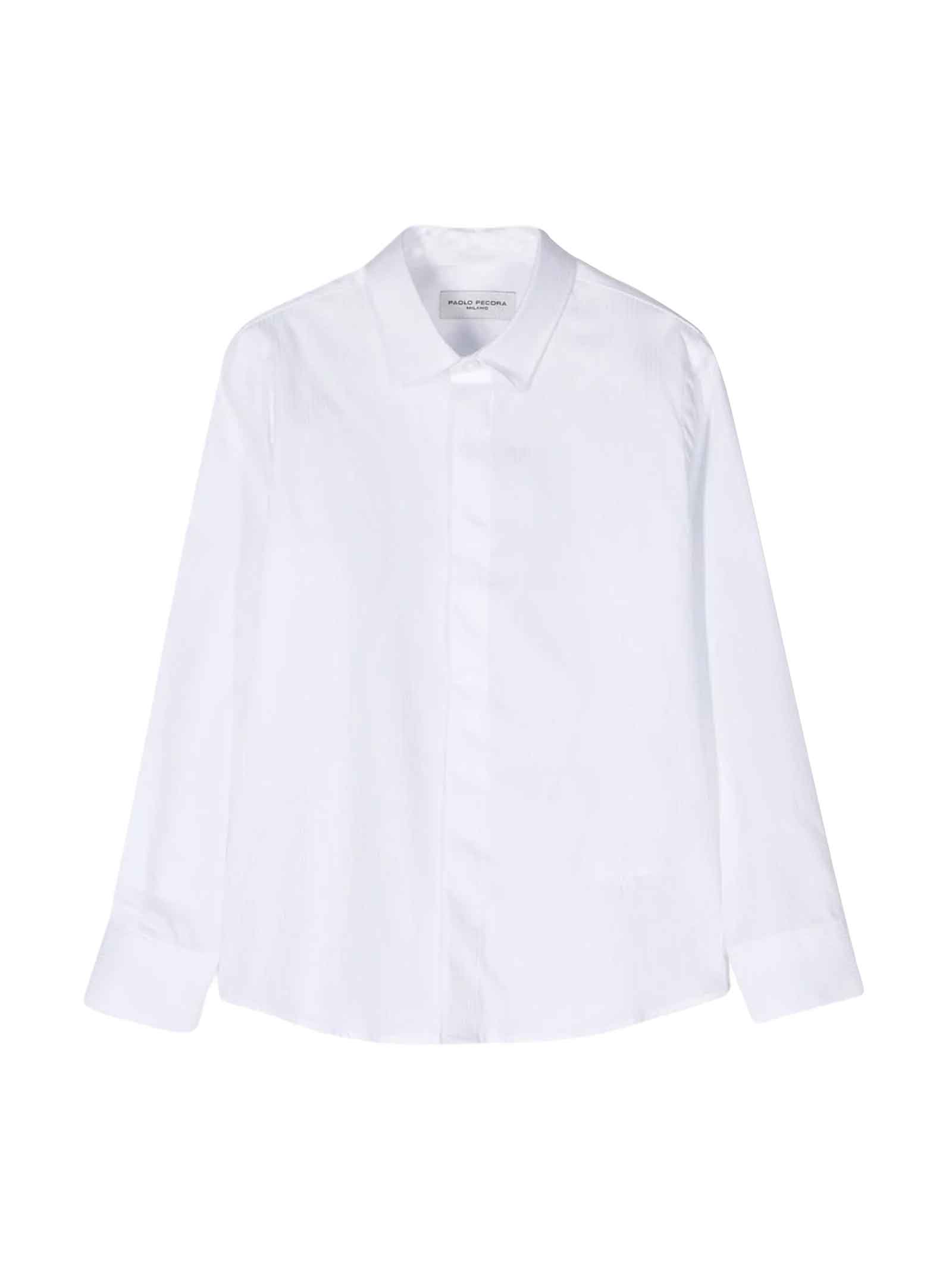 Shop Paolo Pecora White Shirt Boy In Bianco