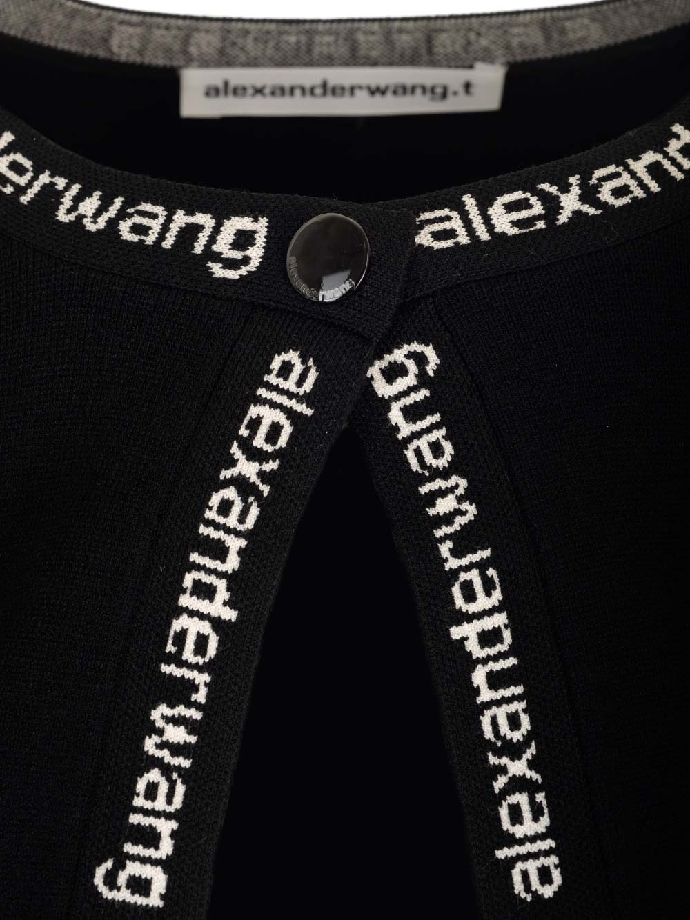 Shop Alexander Wang Viscose Knit Crop Cardigan In Black