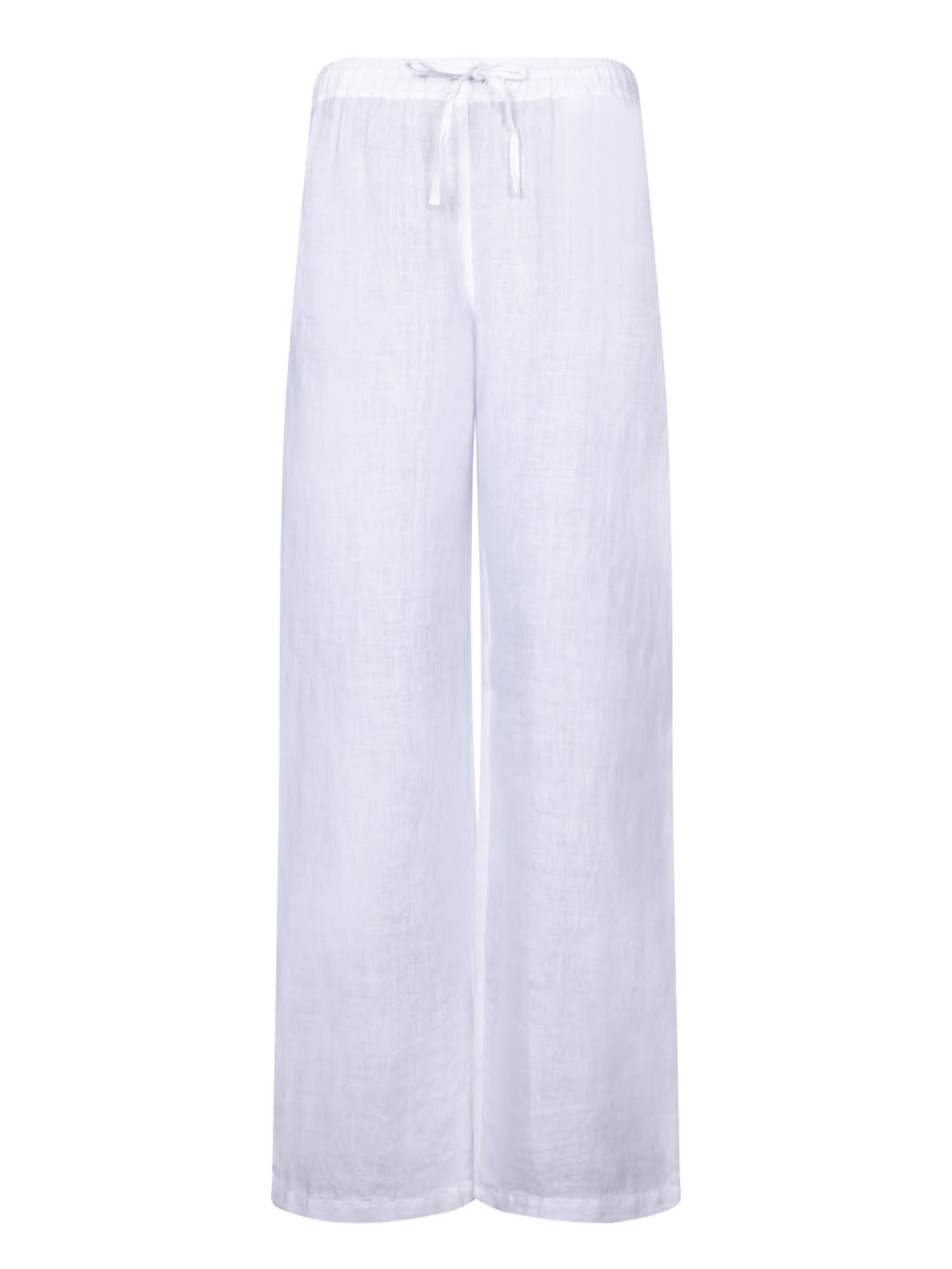 Wide-leg White Linen Trousers