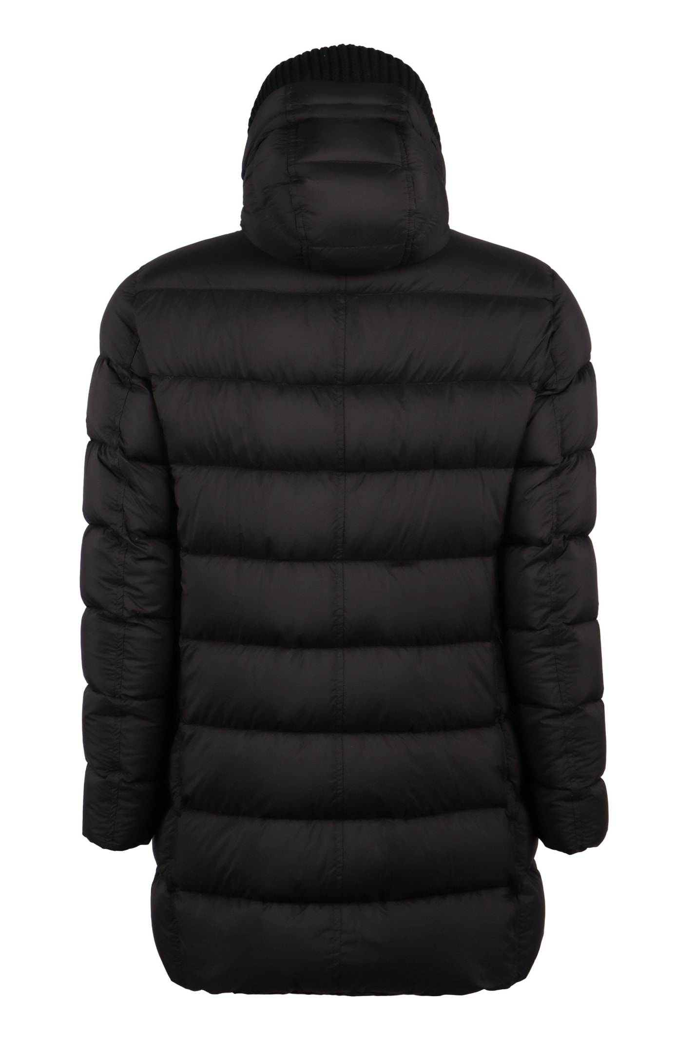 Shop Herno Techno Fabric Long Down Jacket In Black