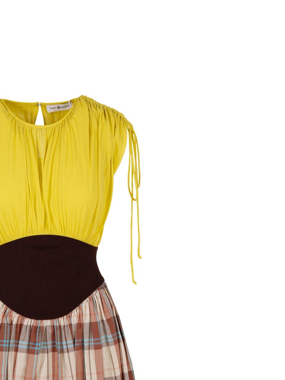 Tory Burch Panelled Silk-chiffon Midi Dress In Yellow